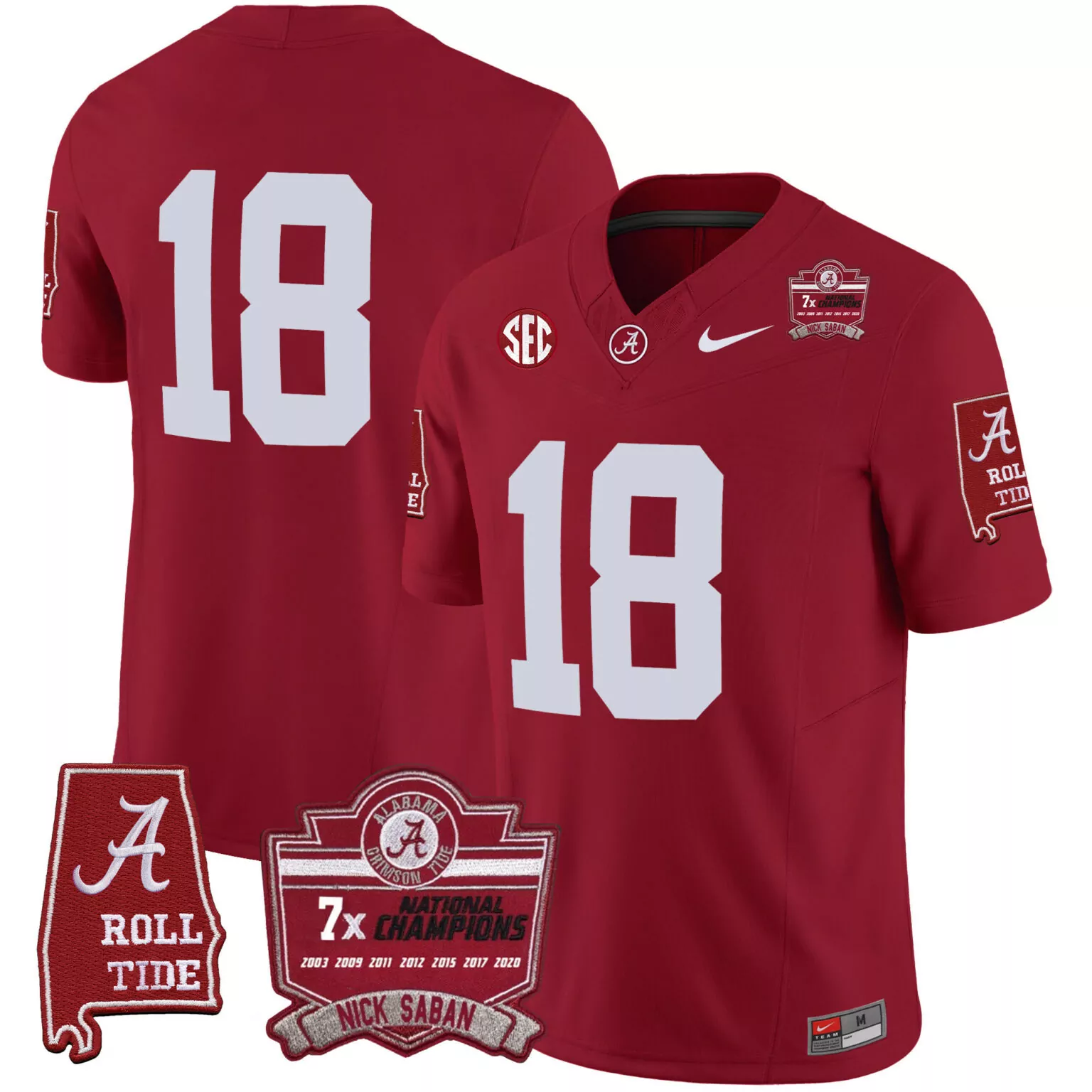 Customizable Crimson 18 champs alabama crimson tide nick saban 7x champions patch jersey all stitched 3710