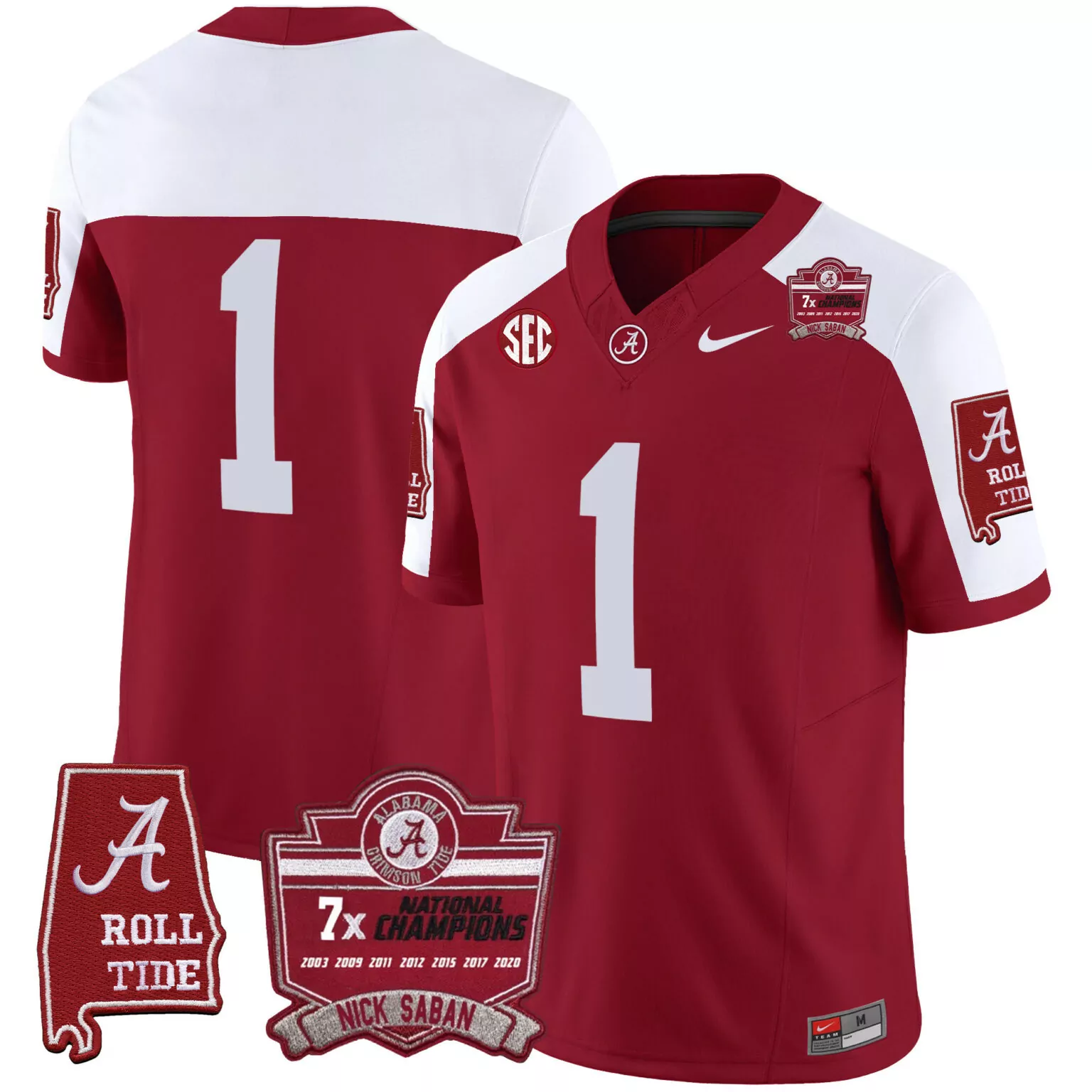 Personalized Crimson alternate 1 team alabama crimson tide nick saban 7x champions patch jersey all stitched 1256