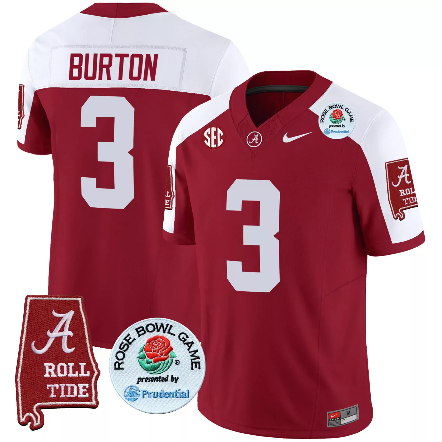Customizable Crimson alternate jermaine burton alabama crimson tide rose bowl patch jersey all stitched 3371