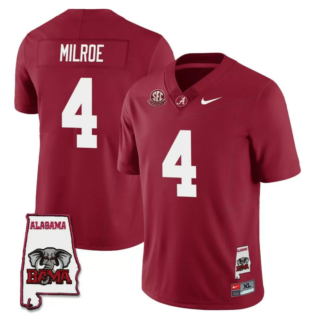 Customizable Crimson jalen milroe alabama crimson tide 2023 jersey alabama map all stitched 7298