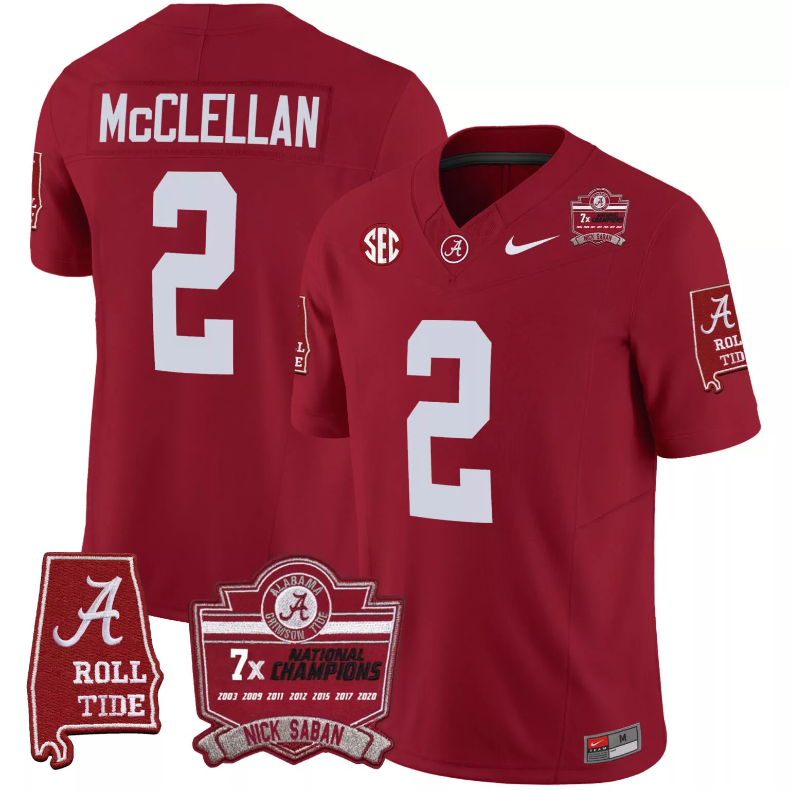 Personalized Crimson jase mcclellan alabama crimson tide nick saban 7x champions patch jersey all stitched 4396