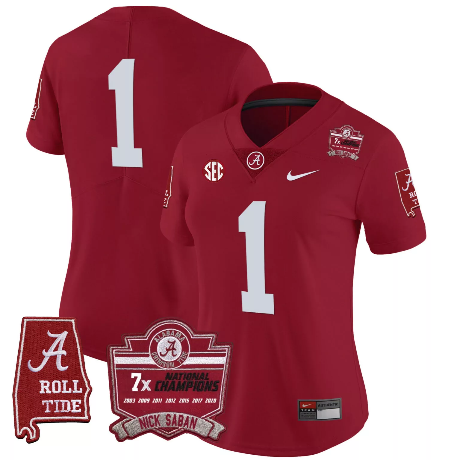 Customizable Crimson nick saban alabama crimson tide 7x champions patch jersey all stitched 4583