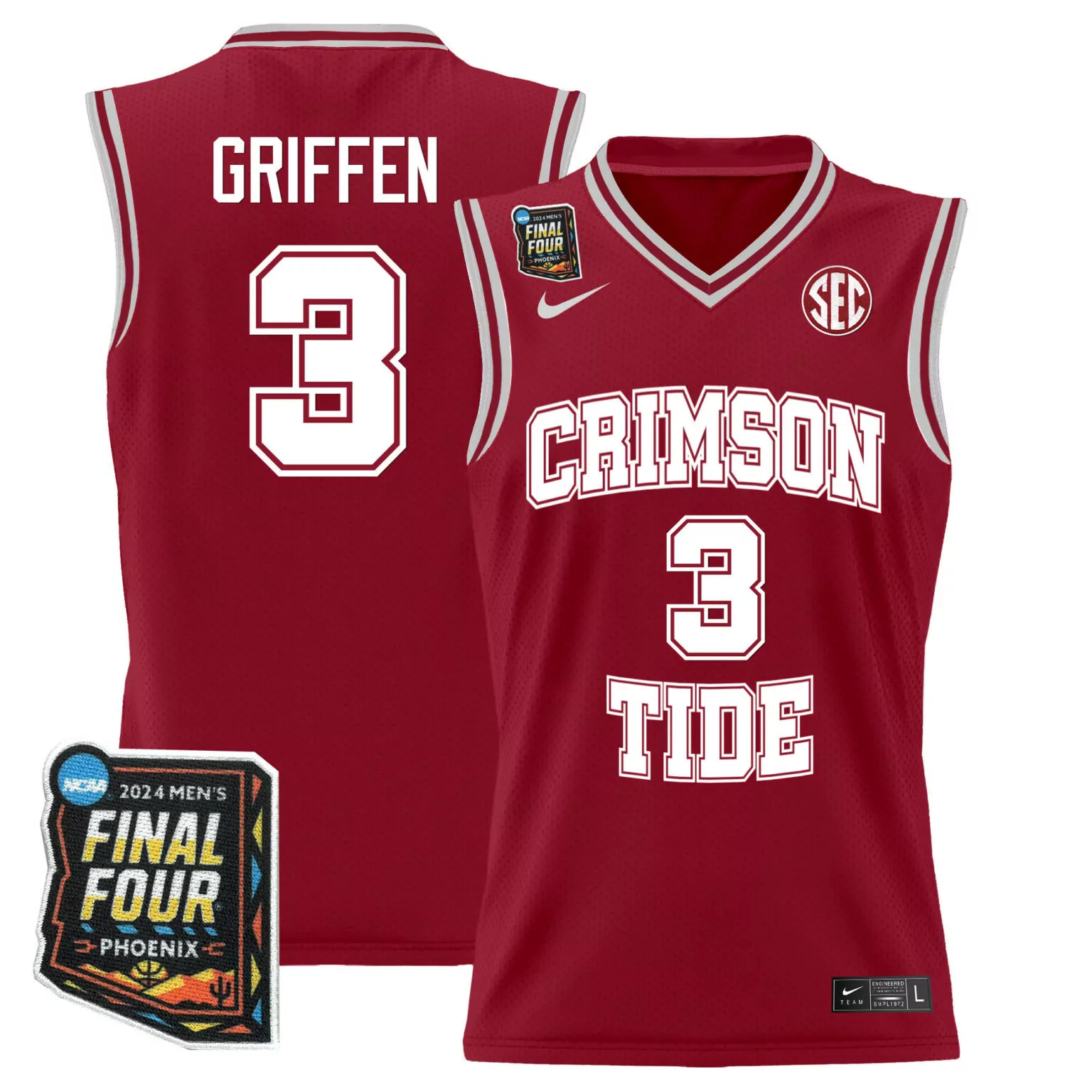 Custom Crimson rylan griffen alabama crimson tide 2024 final four patch jersey all stitched 5625