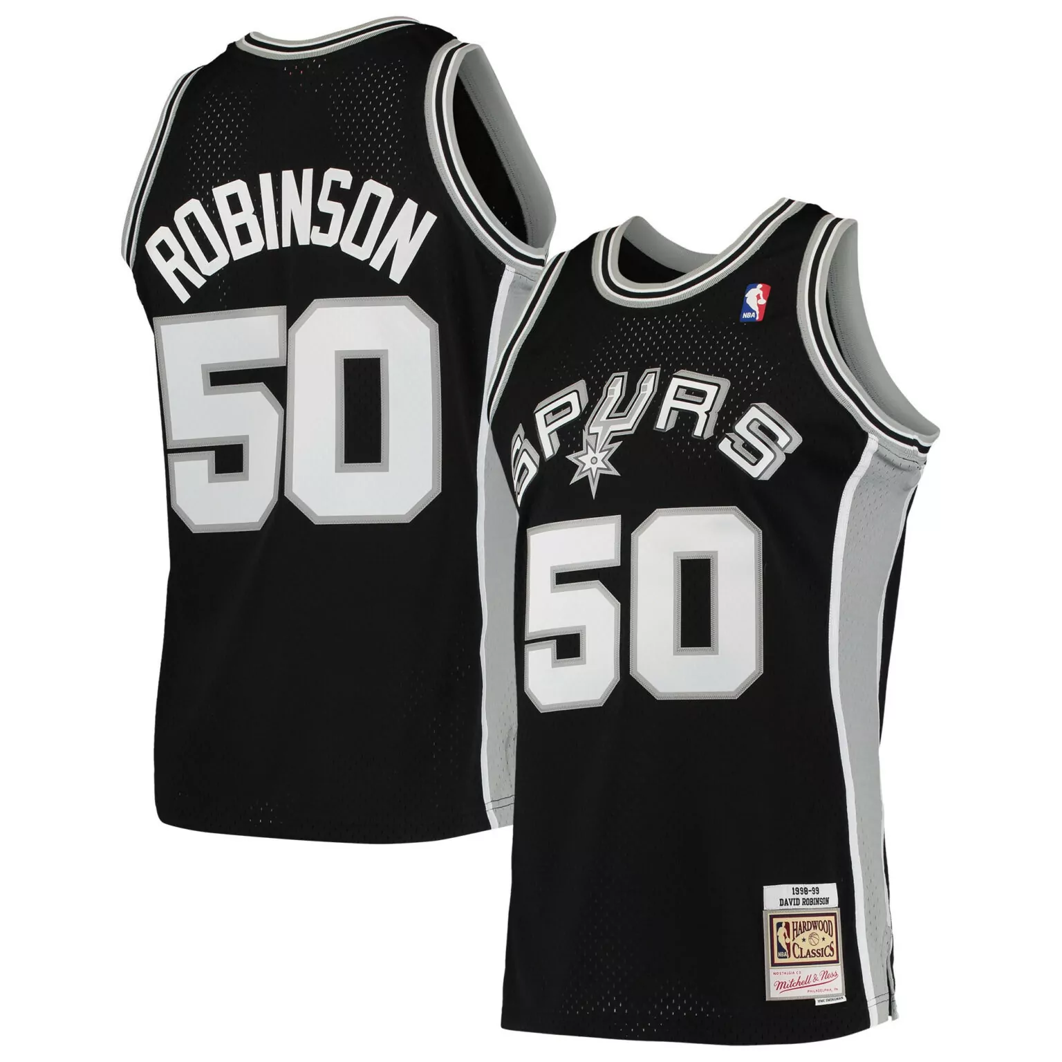 Custom David robinson san antonio spurs hardwood classics 1998 99 jersey black nba 9726