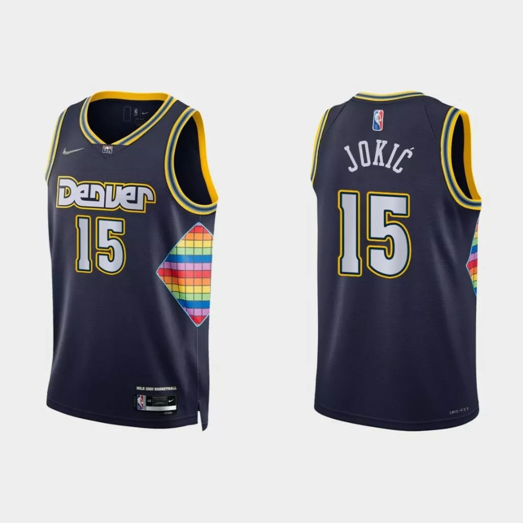 Customizable Denver nuggets nikola jokic 15 nba basketball city navy blue jersey nuggets fans 3869
