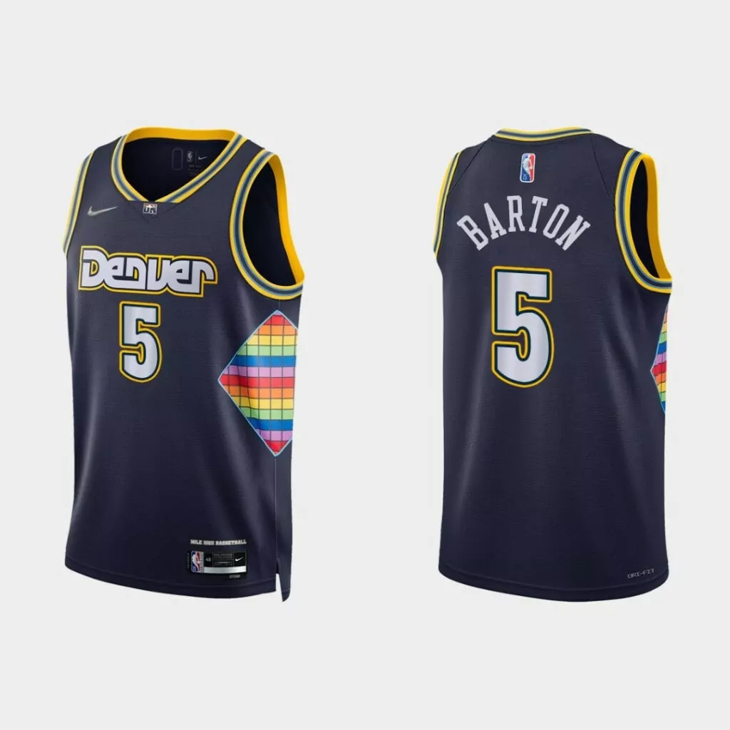 Customizable Denver nuggets will barton 5 nba basketball city navy blue jersey nuggets fans 2592