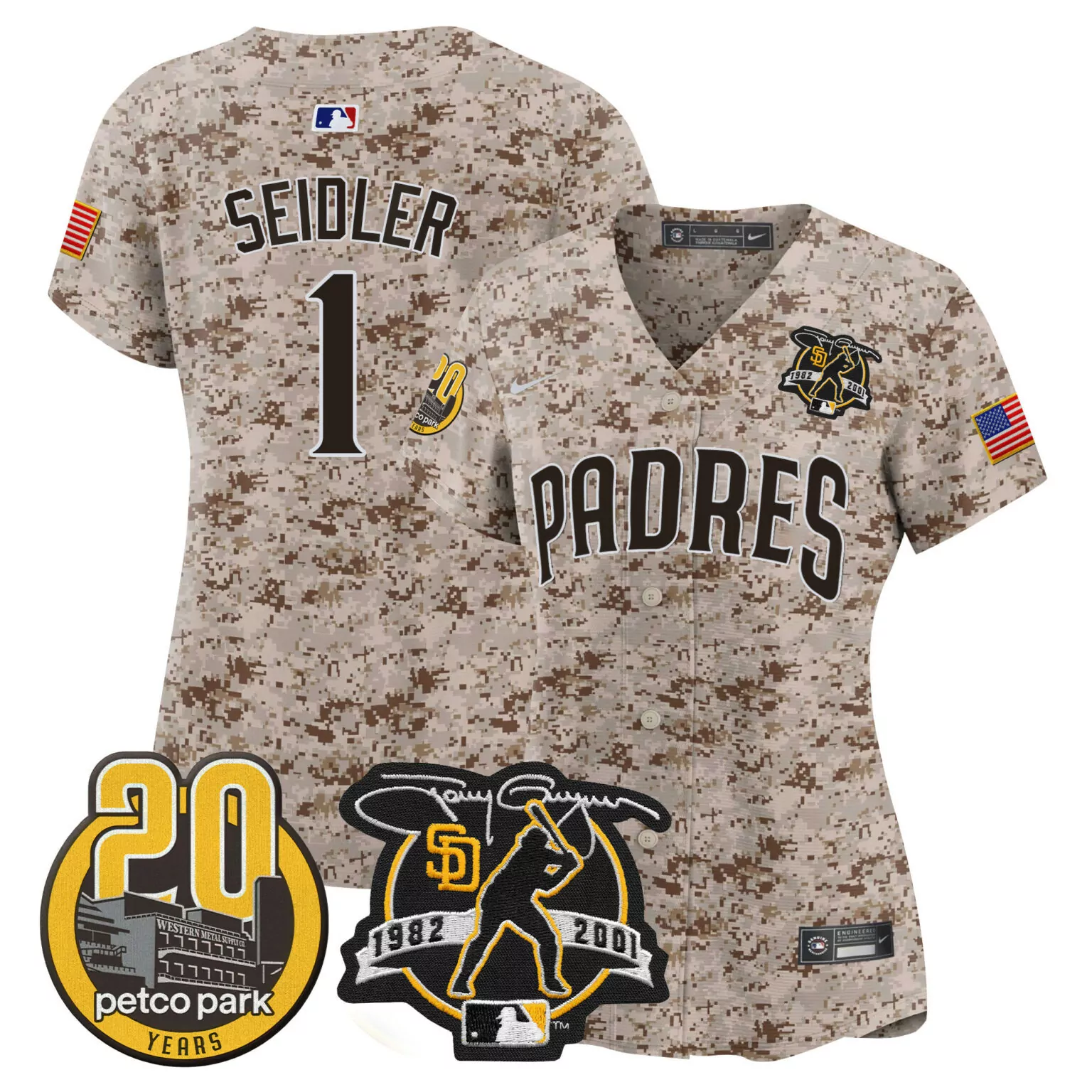 Custom Desert peter seidler san diego padres tony gwynn petco park 20th patch usmc jersey all stitched 1398
