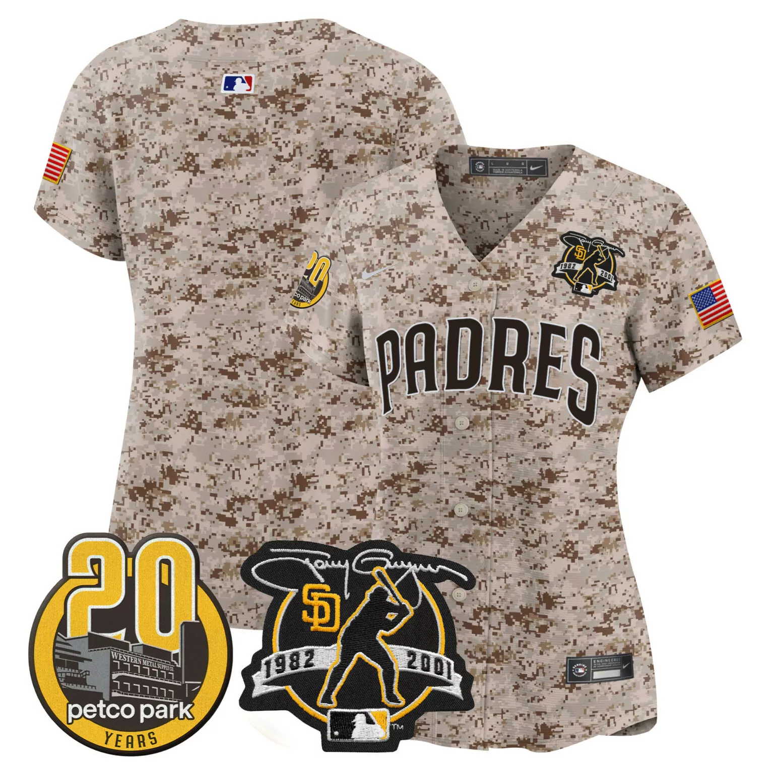 Custom Desert team san diego padres tony gwynn petco park 20th patch usmc jersey all stitched 6741