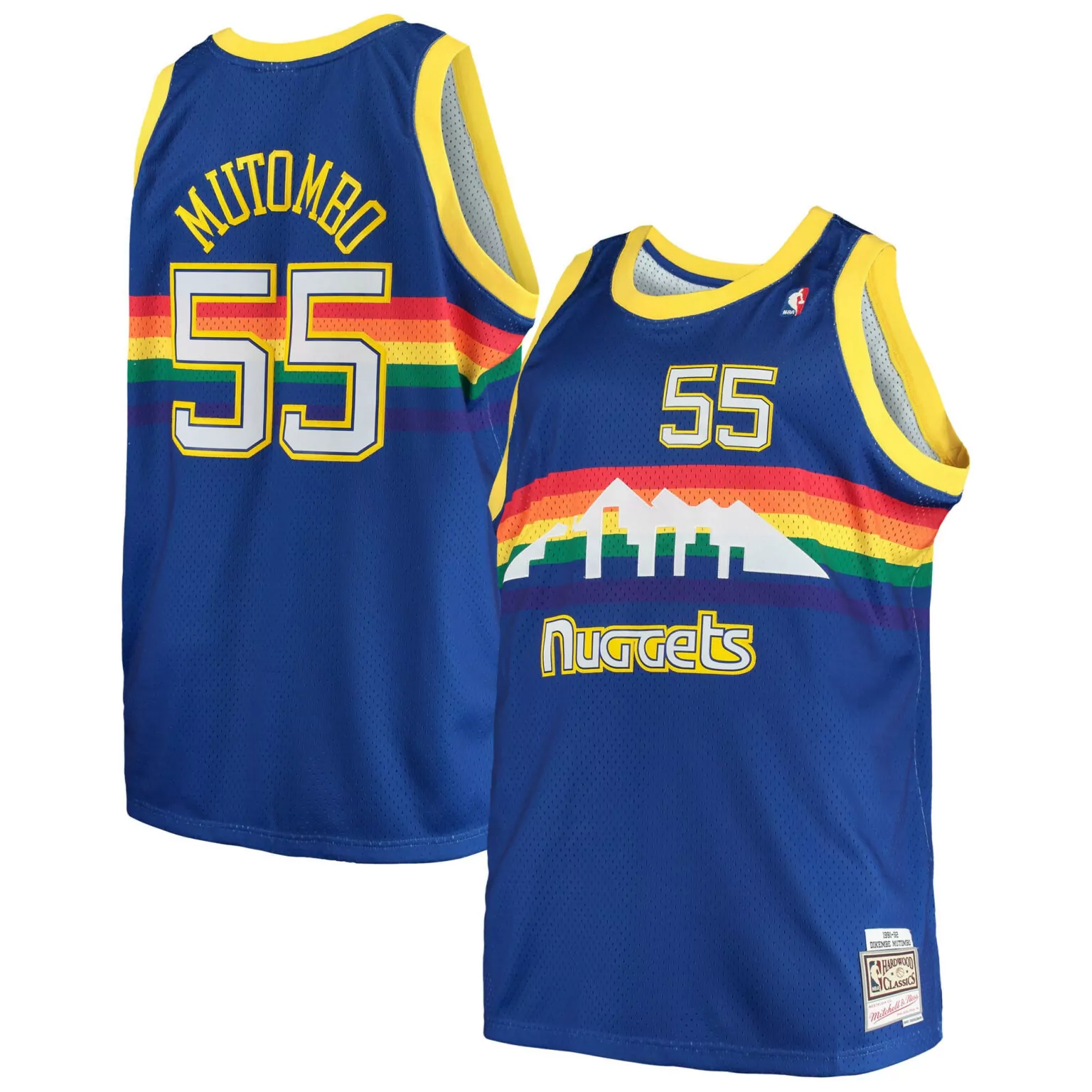 Personalized Dikembe mutombo denver nuggets big tall hardwood classics jersey royal nba 1042