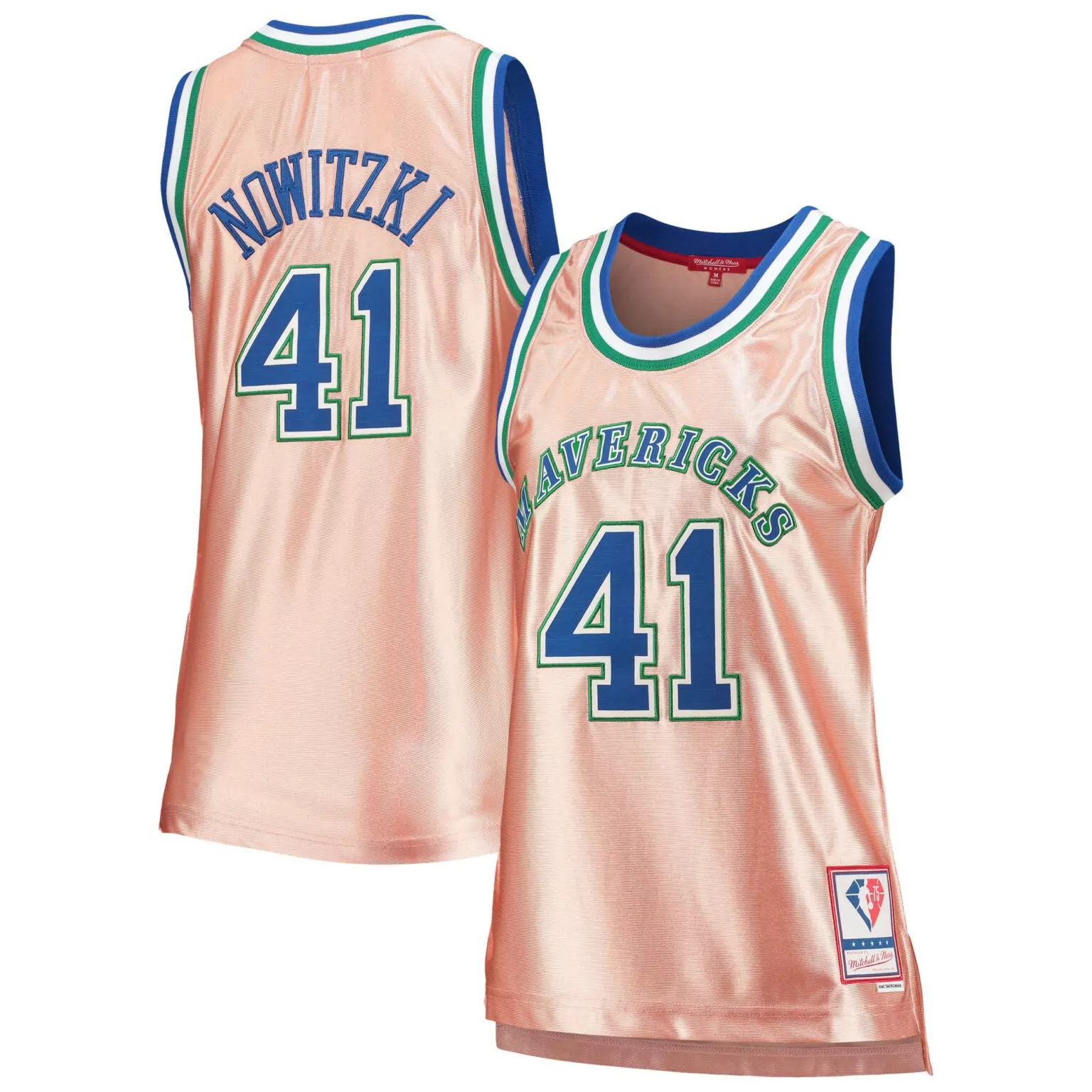 Custom Dirk nowitzki dallas mavericks 75th anniversary rose gold 1998 jersey pink nba 7983