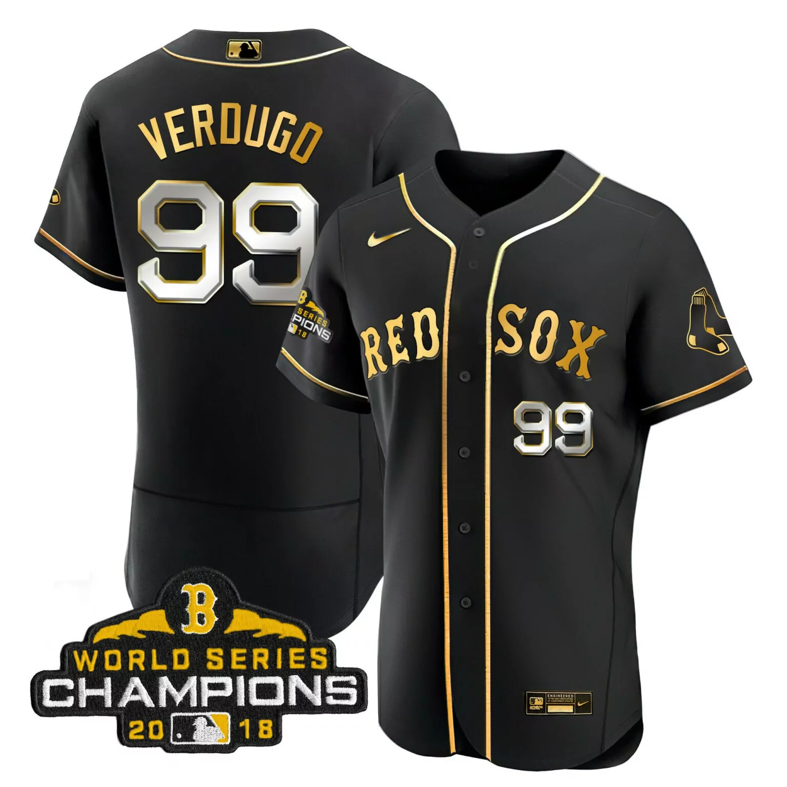 Personalized Flex black alex verdugo boston red sox world series champion 2018 gold jersey all stitched 1851