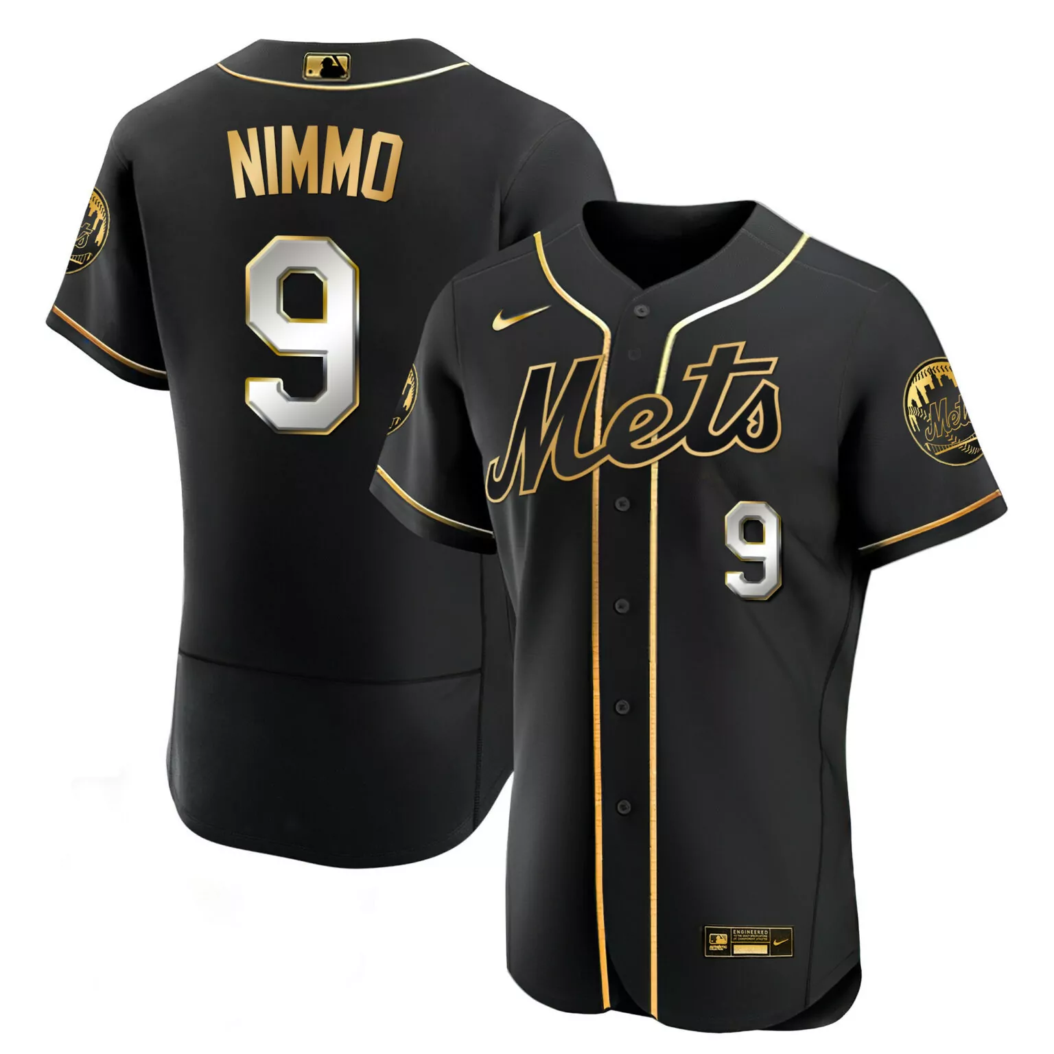 Custom Flex black brandon nimmo new york mets black gold jersey all stitched 1045