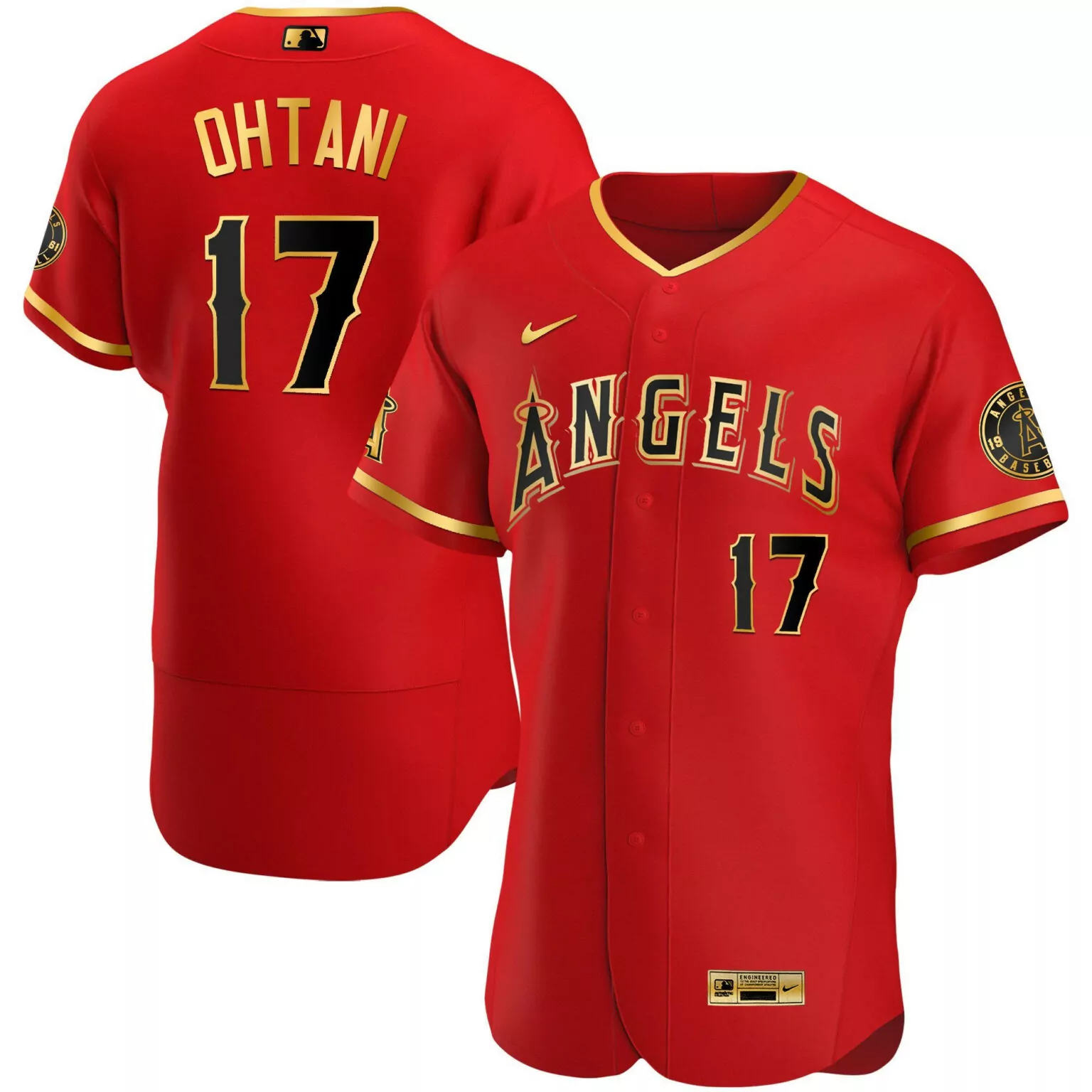 Custom Flex black red shohei ohtani los angeles angels gold jersey all stitched 3872