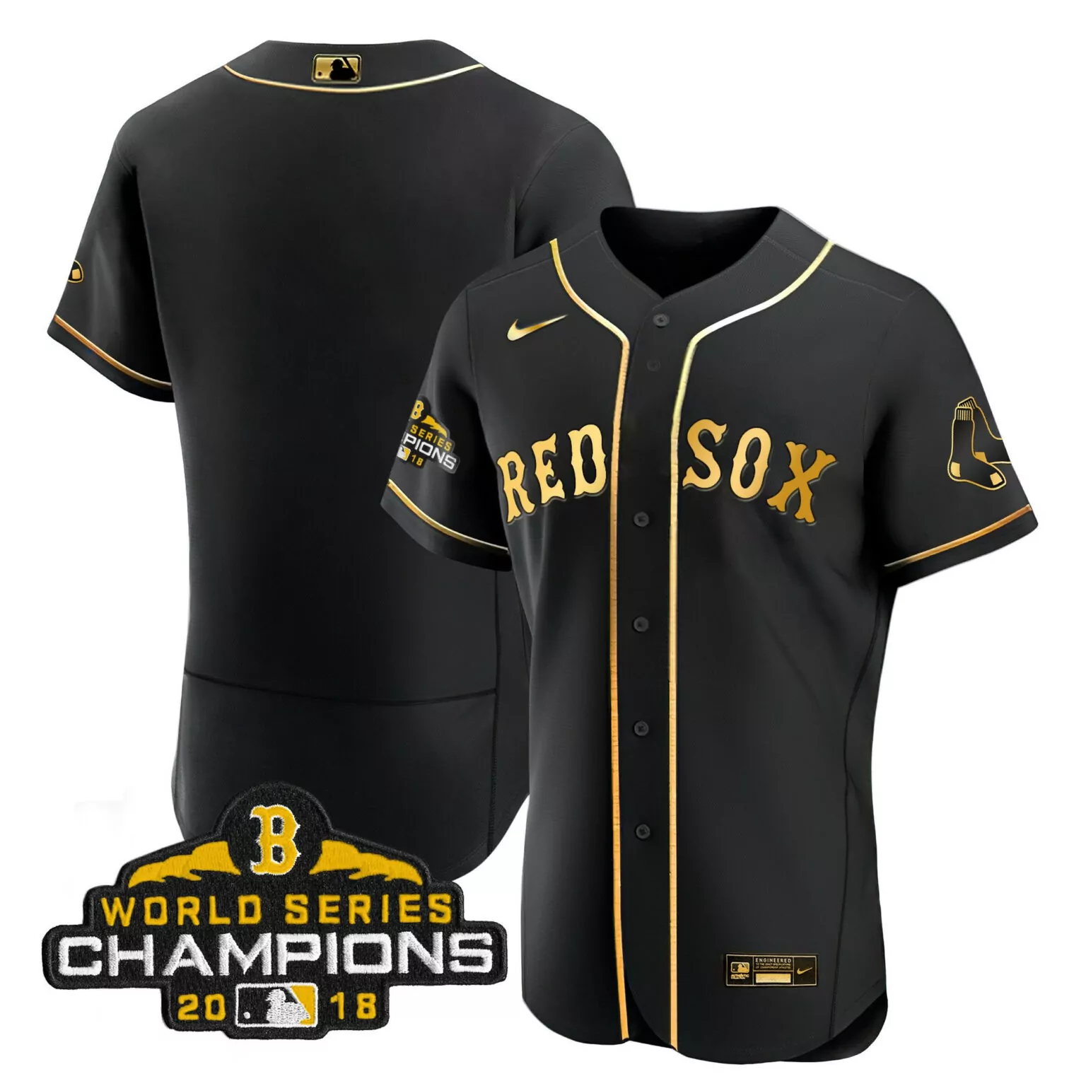 Customizable Flex black team boston red sox world series champion 2018 gold jersey all stitched 4611