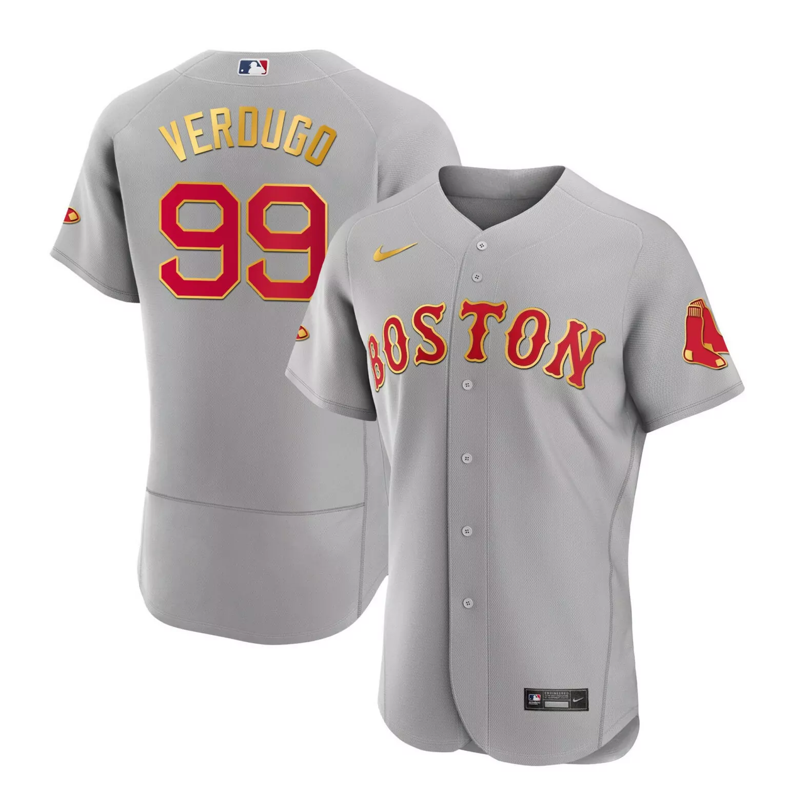 Personalized Flex gray alex verdugo boston red sox gold trim jersey all stitched 1469