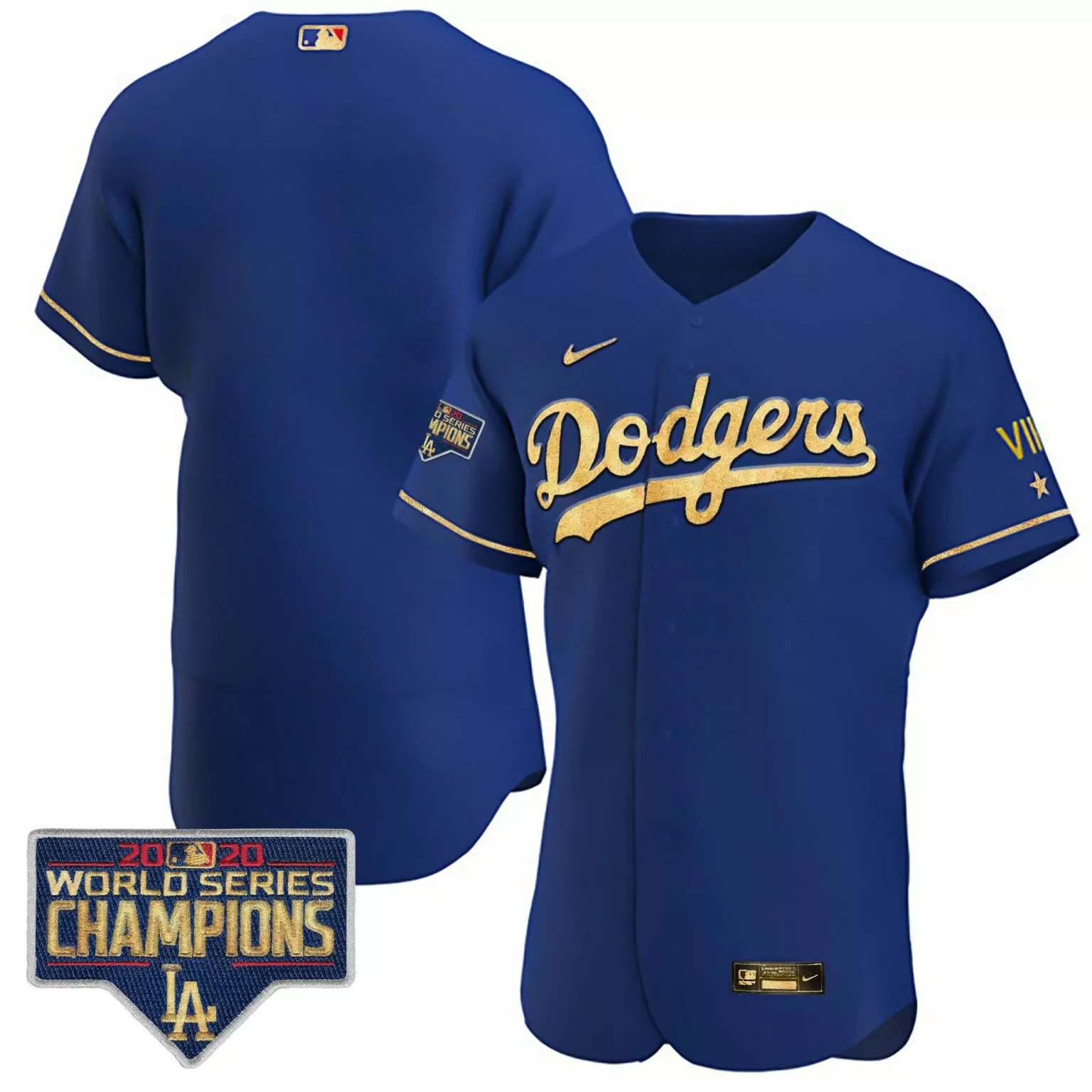 Custom Flex royal rush team los angeles dodgers royal gold world series 2020 patch jersey all stitched 6862