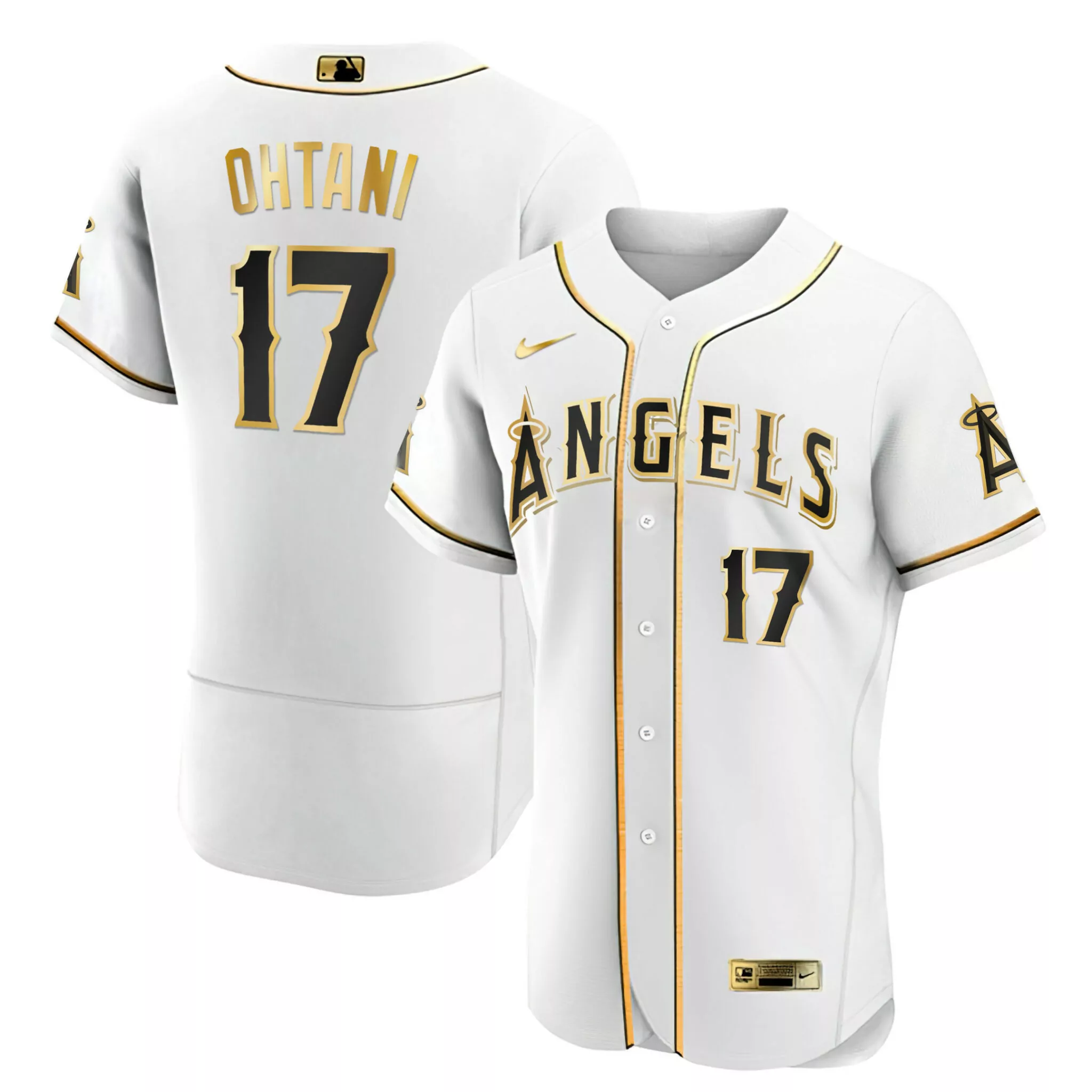 Custom Flex white shohei ohtani los angeles angels white gold black gold jersey all stitched 1645