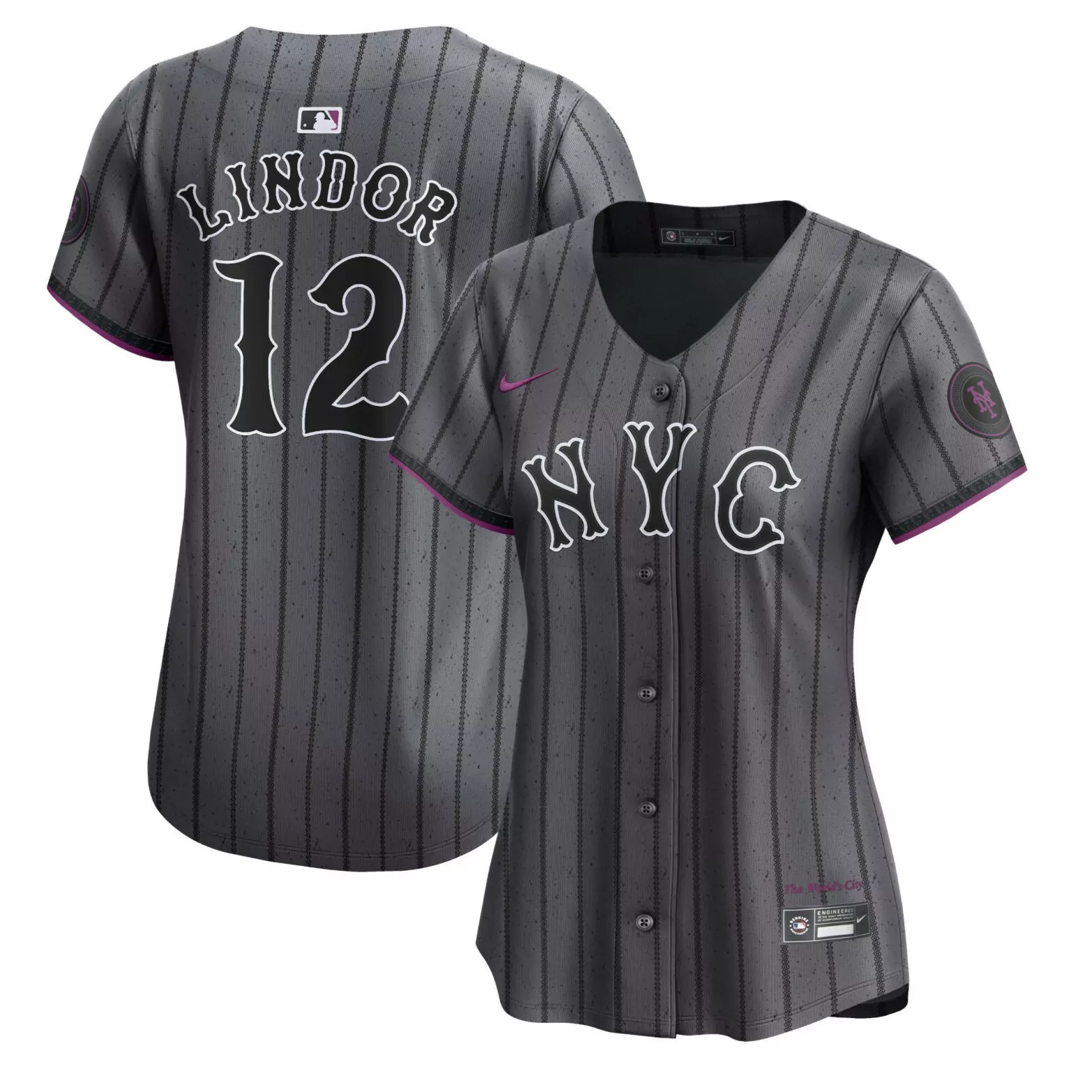 Customizable Francisco lindor new york mets 2024 city connect jersey graphite all stitched 5000