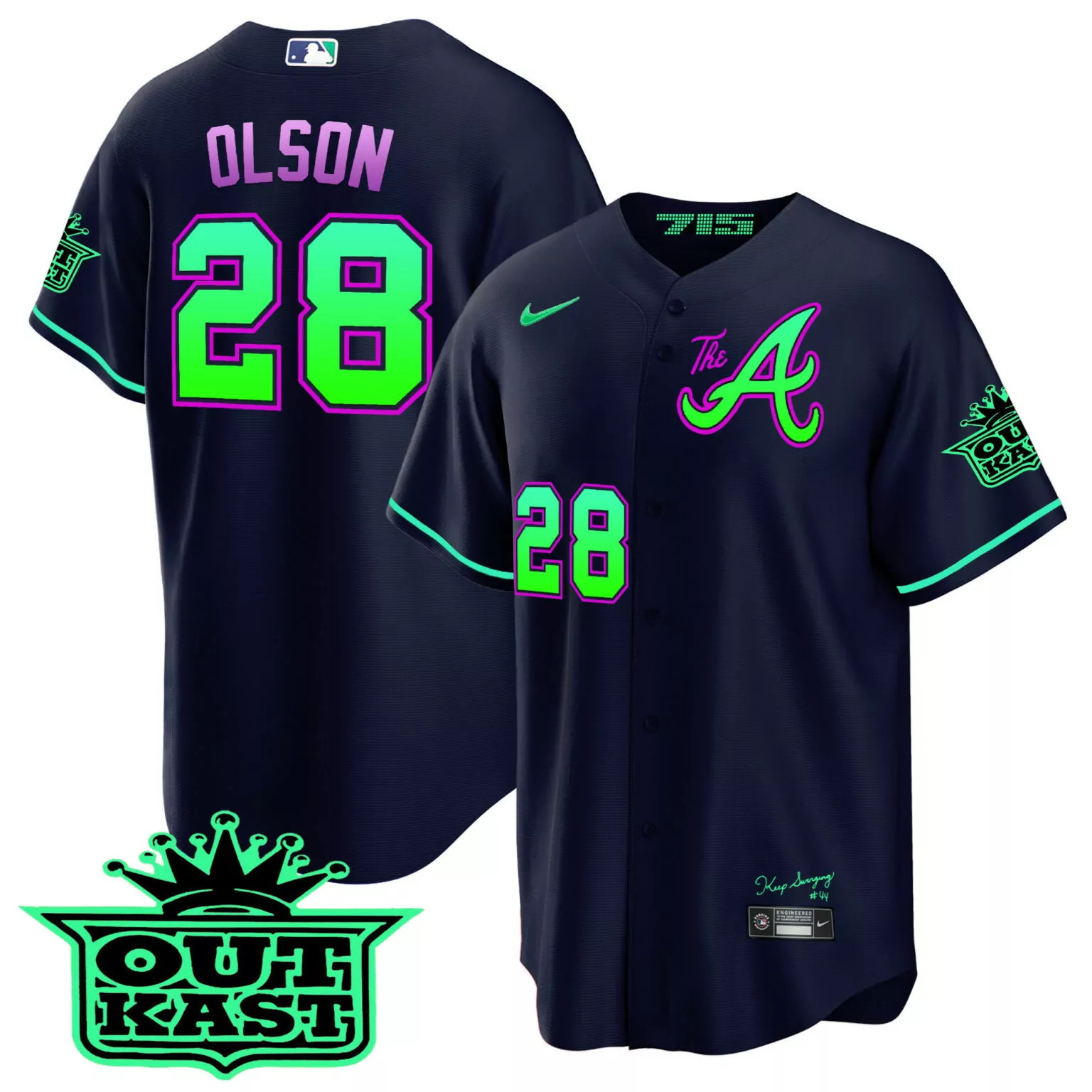Personalized Galaxy matt olson atlanta braves atliens the a jersey galaxy version stitched 4014