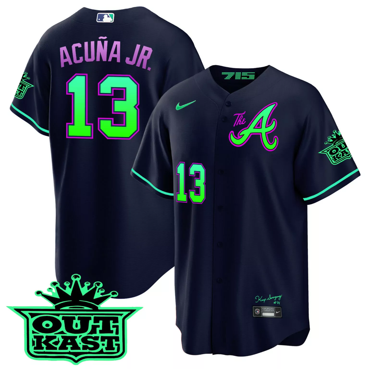 Custom Galaxy ronald acuna jr atlanta braves atliens the a jersey galaxy version stitched 9246