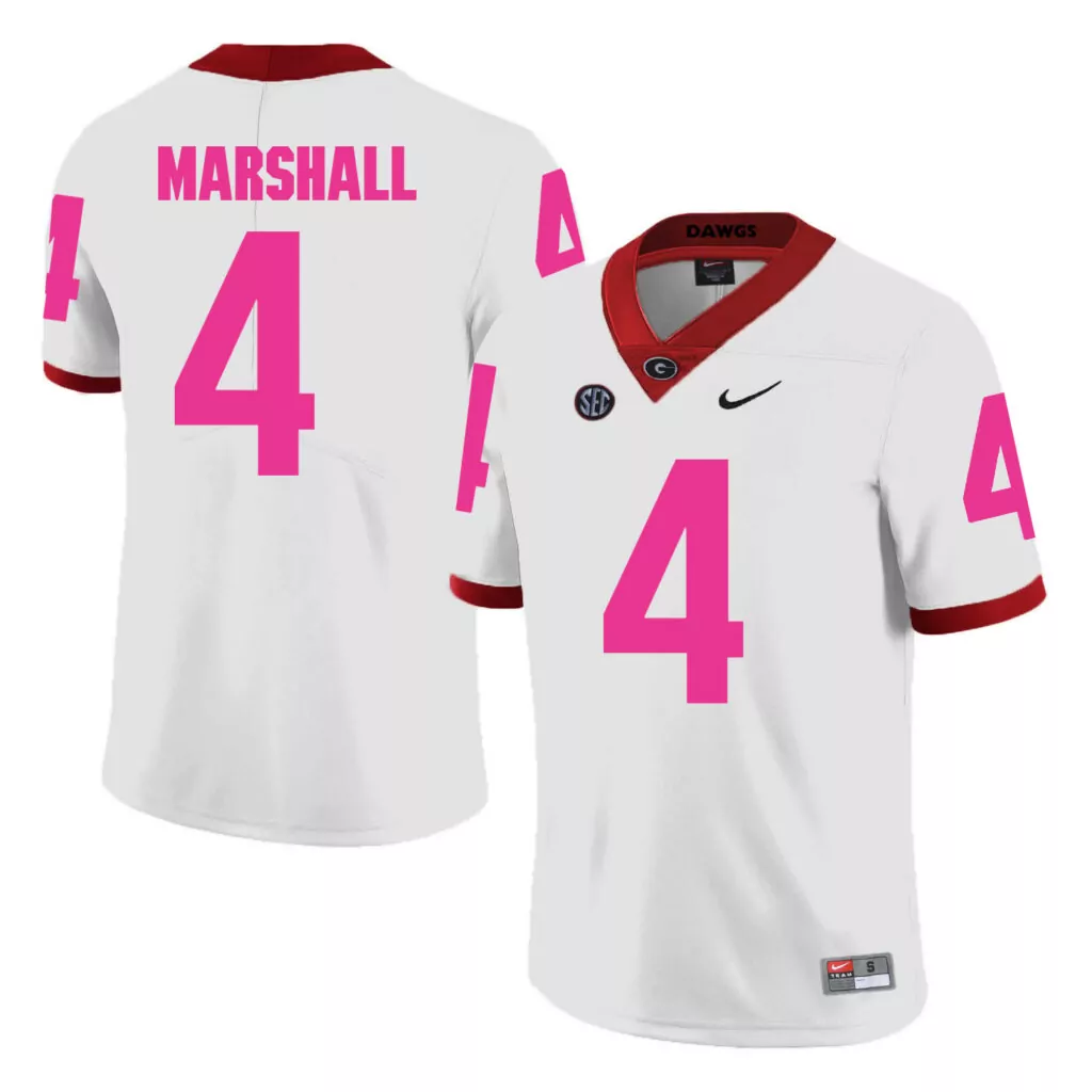 Customizable Georgia bulldogs 4 keith marshall white 2018 breast cancer awareness college jersey 3147