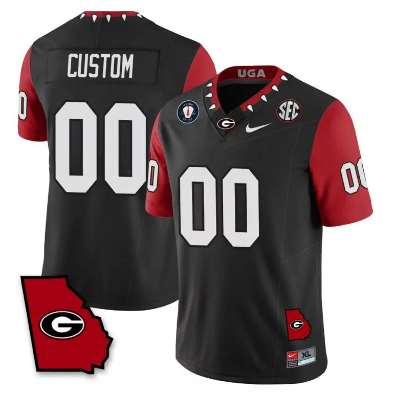 Personalized Georgia map black georgia bulldogs 2023 color sleeves custom jersey all stitched 6872