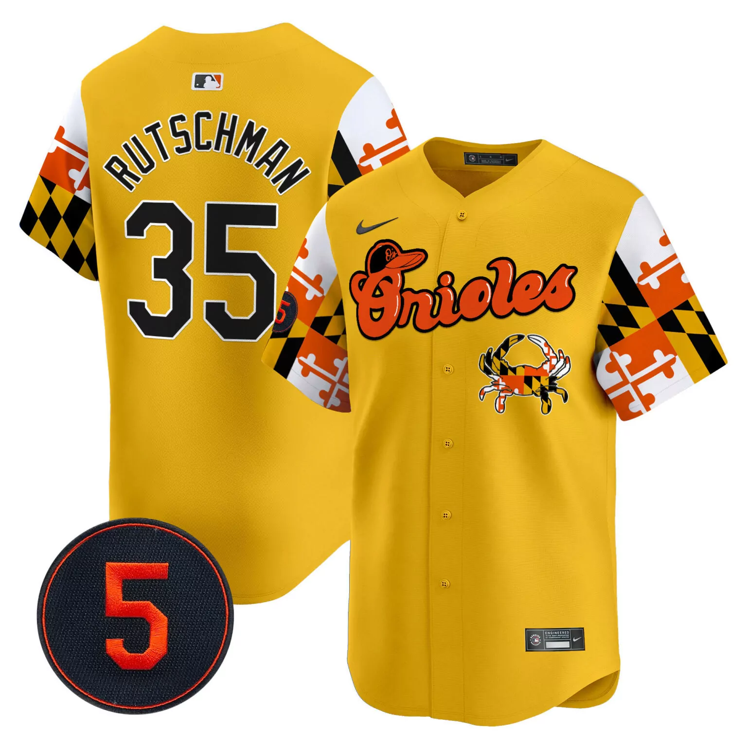Custom Gold adley rutschman baltimore orioles robinson patch jersey v7 all stitched 5810