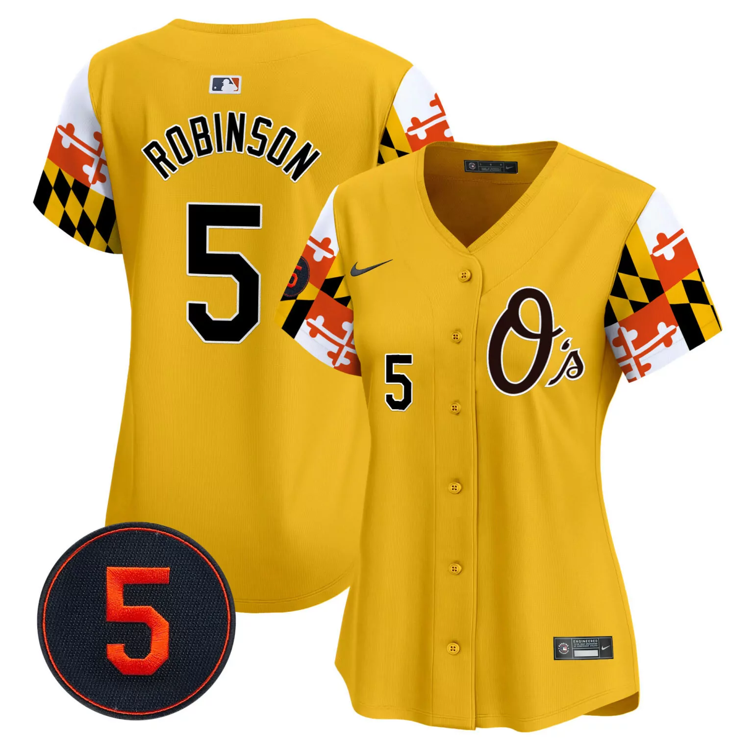 Custom Gold brooks robinson baltimore orioles robinson patch jersey v5 all stitched 8836