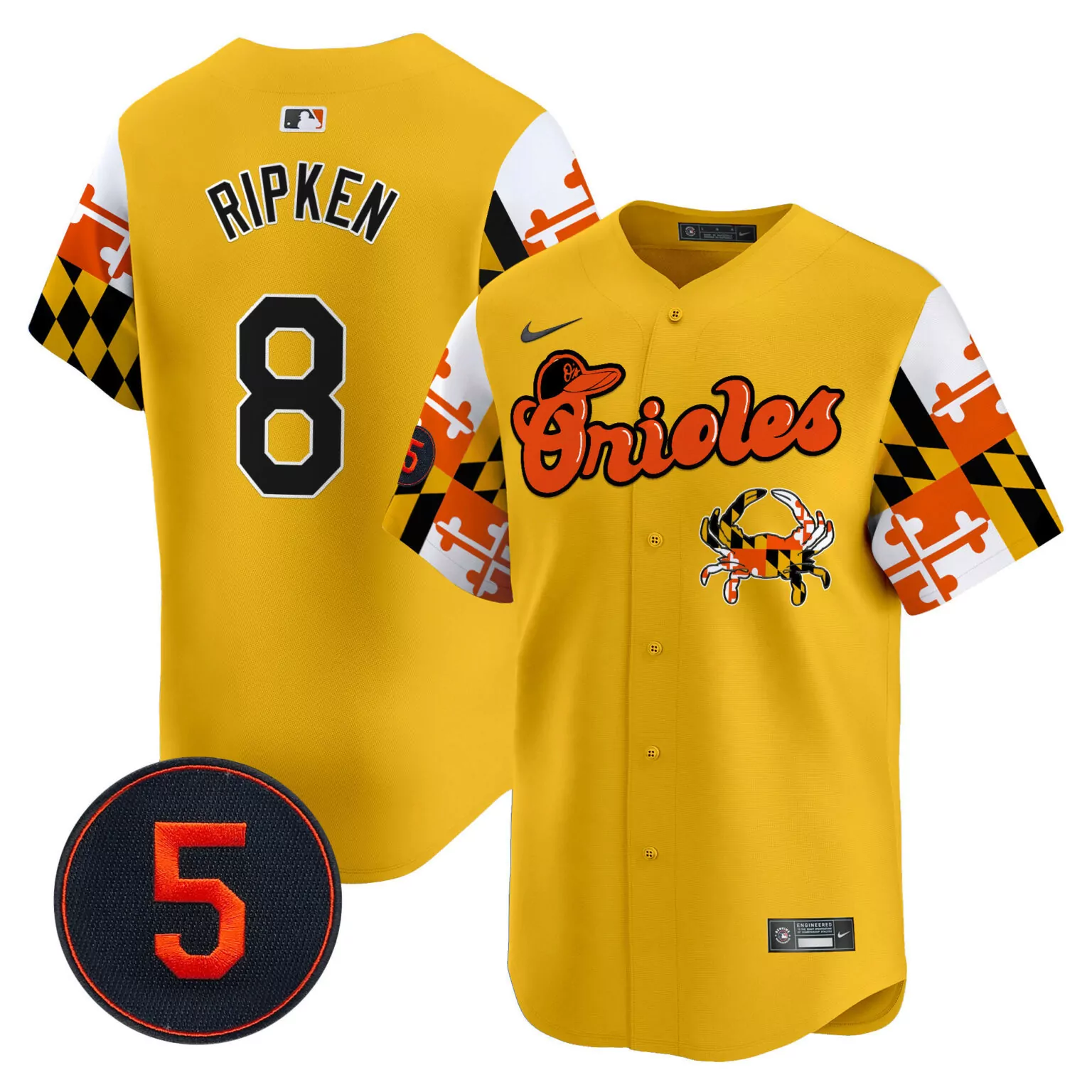 Personalized Gold cal ripken baltimore orioles robinson patch jersey v7 all stitched 4429