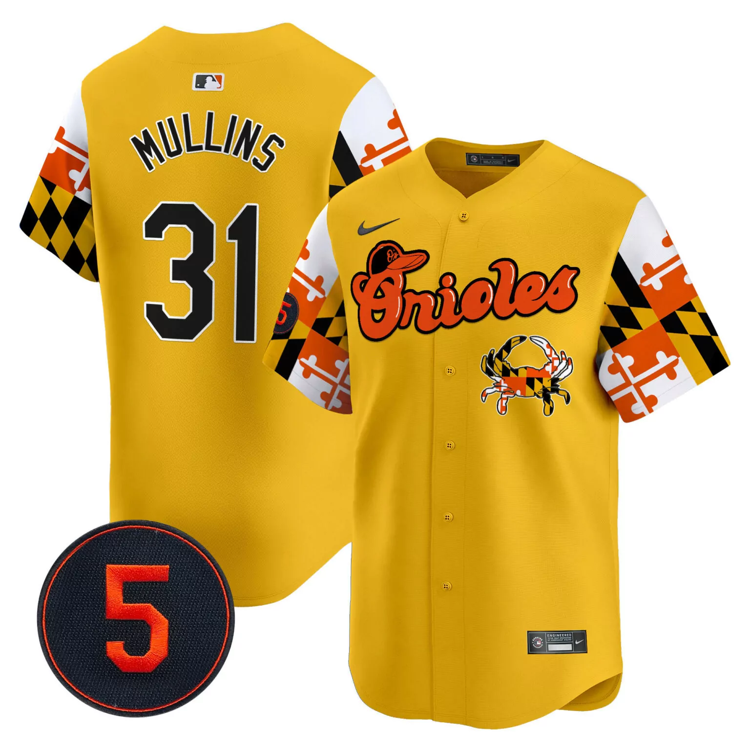 Personalized Gold cedric mullins baltimore orioles robinson patch jersey v7 all stitched 8224