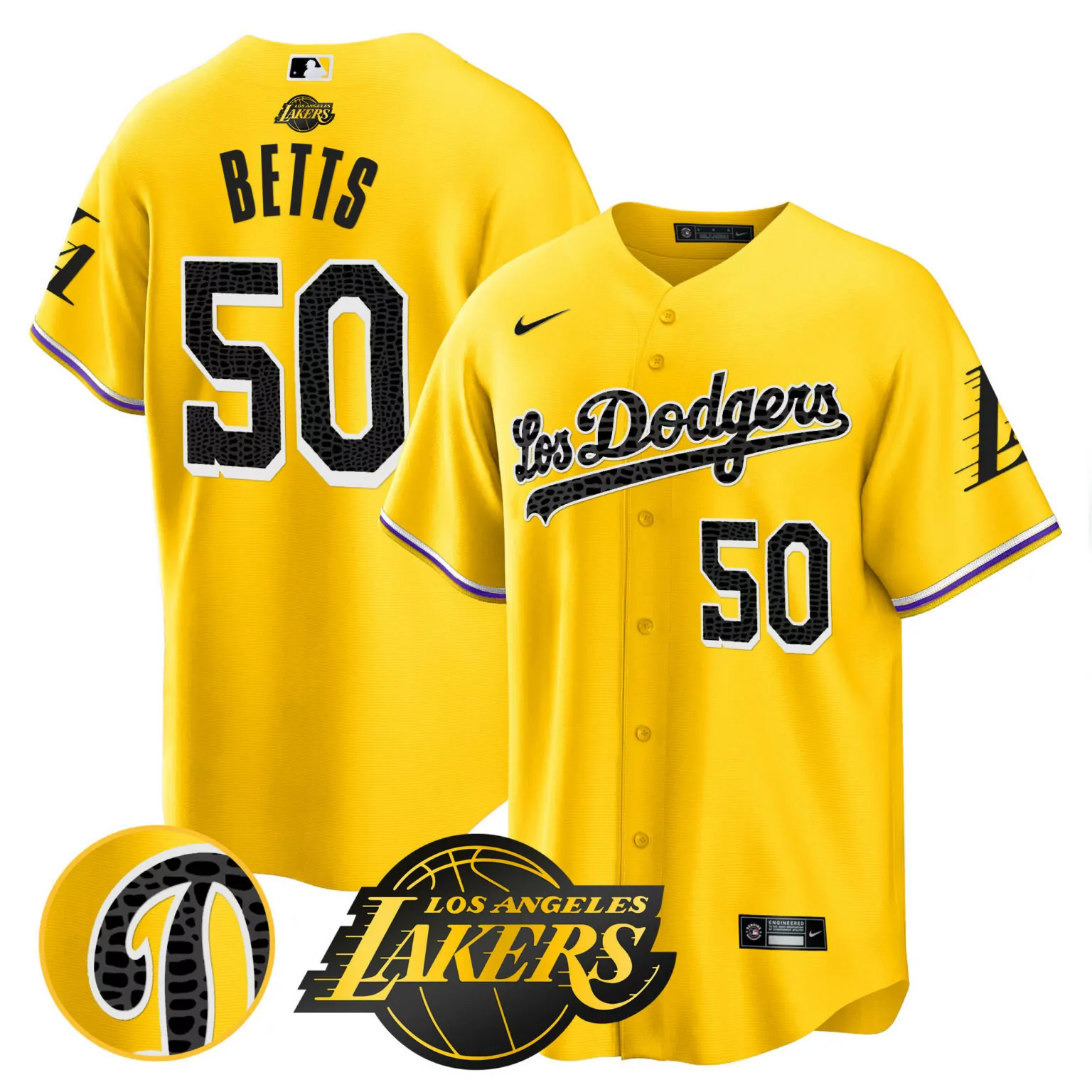 Custom Gold mookie betts los los angeles dodgers mamba jersey all stitched 7150