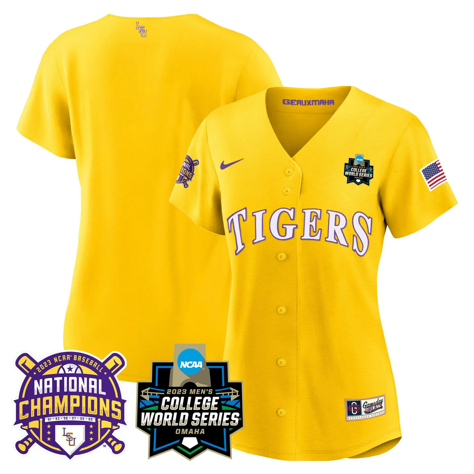 Custom Gold team lsu tigers 2023 national champions gold jersey v3 all stitched 3807