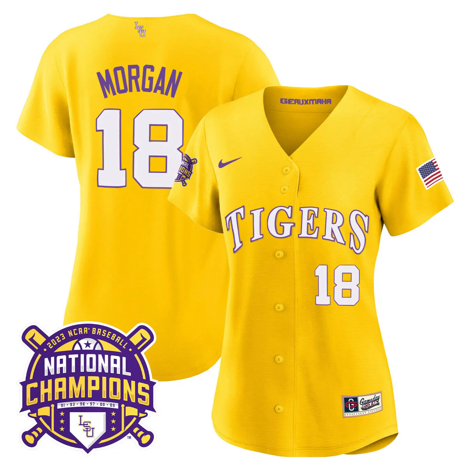 Customizable Gold tre morgan lsu tigers 2023 national champions gold cool jersey all stitched 2057