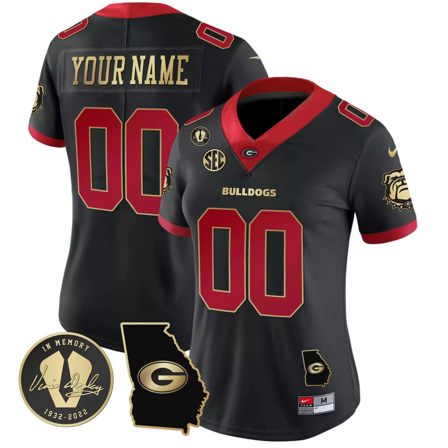 Personalized Gold trim georgia bulldogs 2023 vapor custom jersey georgia map all stitched 7939