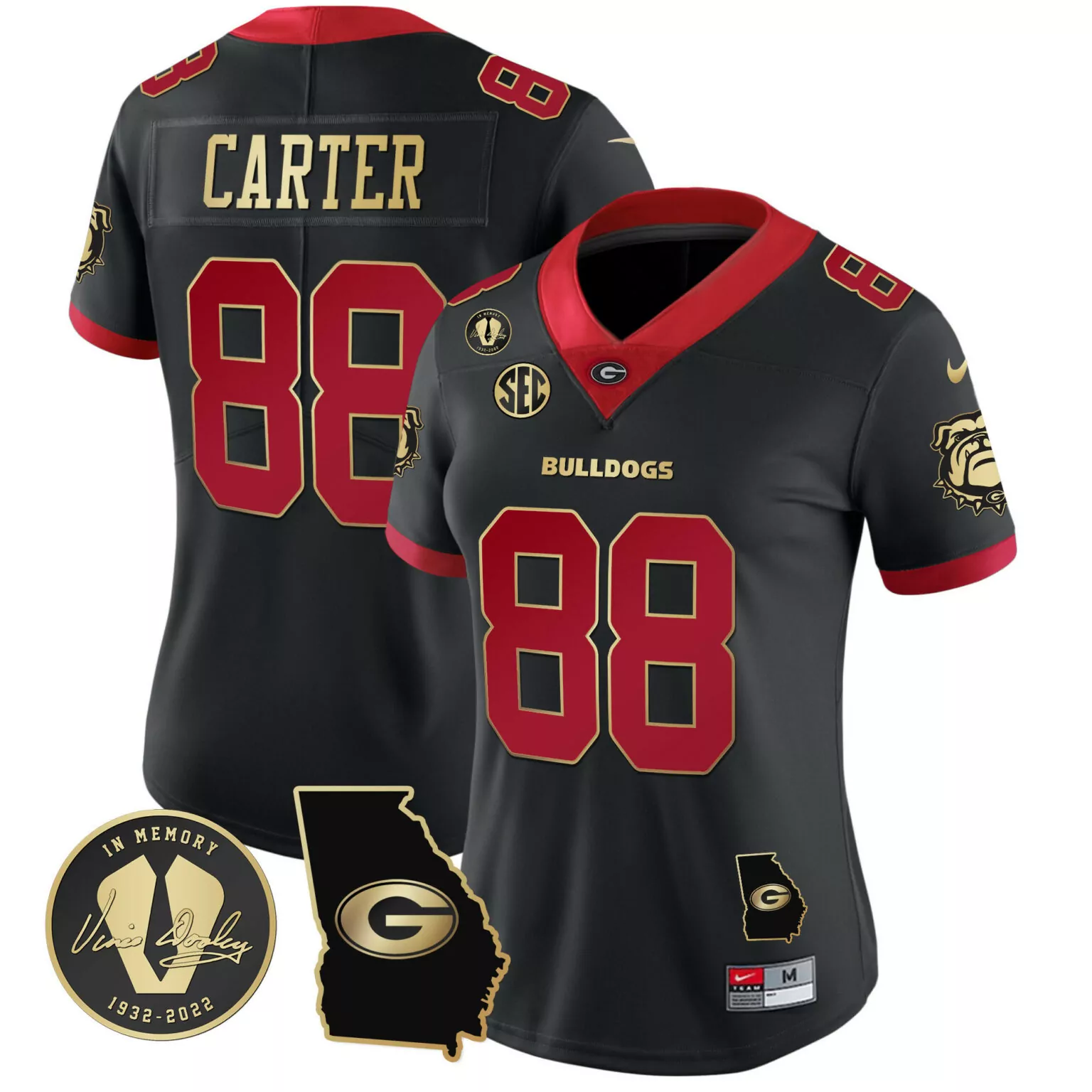 Custom Gold trim jalen carter georgia bulldogs 2023 jersey georgia map all stitched 5105