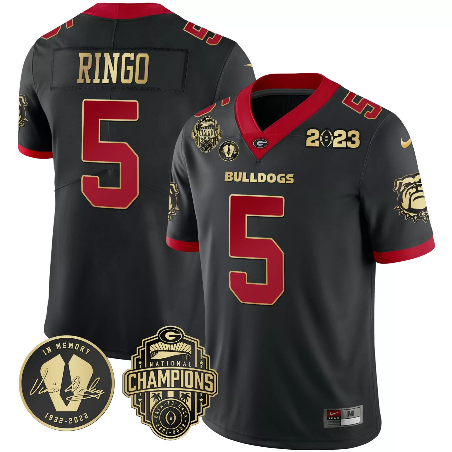 Customizable Gold trim kelee ringo georgia bulldogs 2023 champions vince dooley patch jersey all stitched 5369