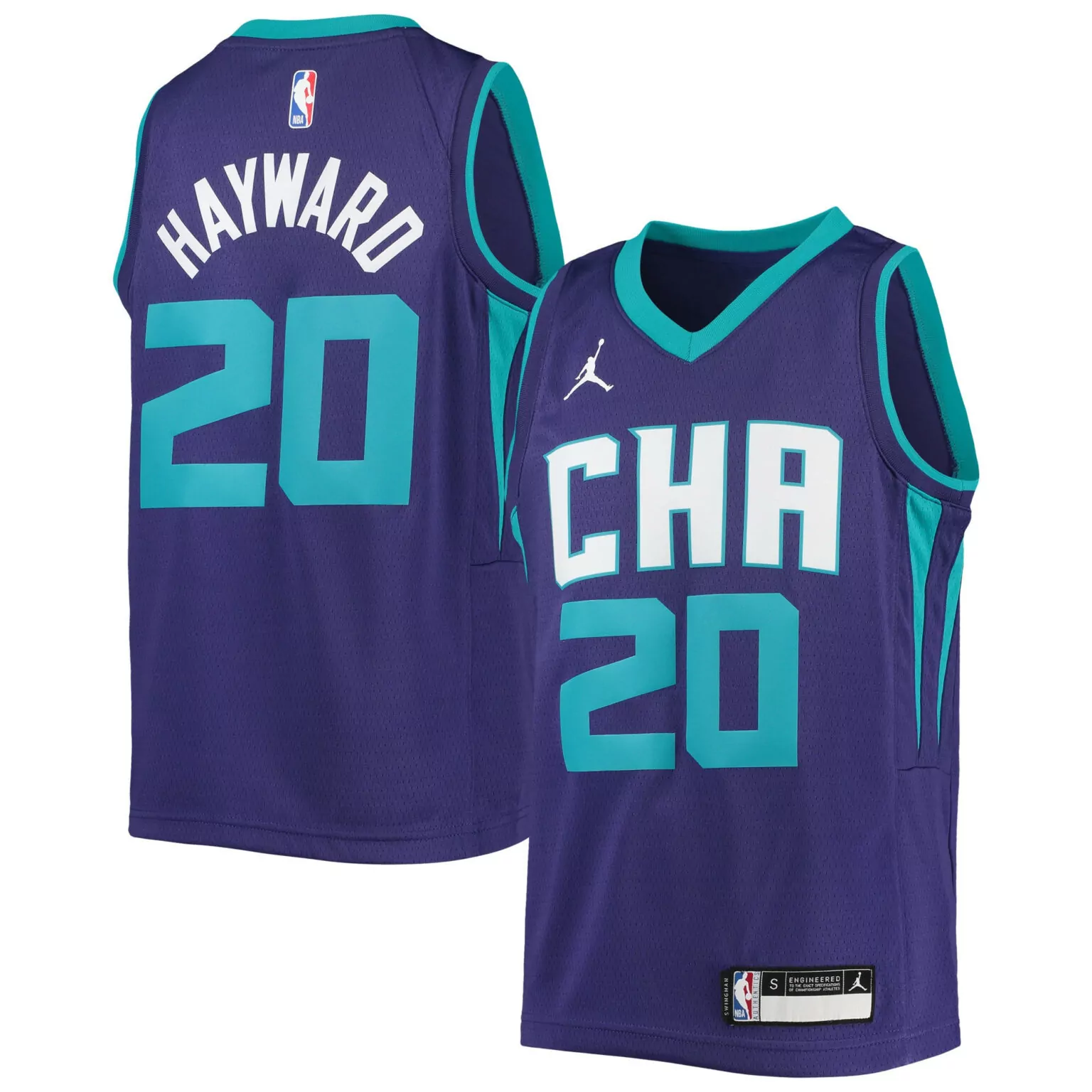 Personalized Gordon hayward charlotte hornets jordan brand 202021 player jersey statement edition purple nba 3365