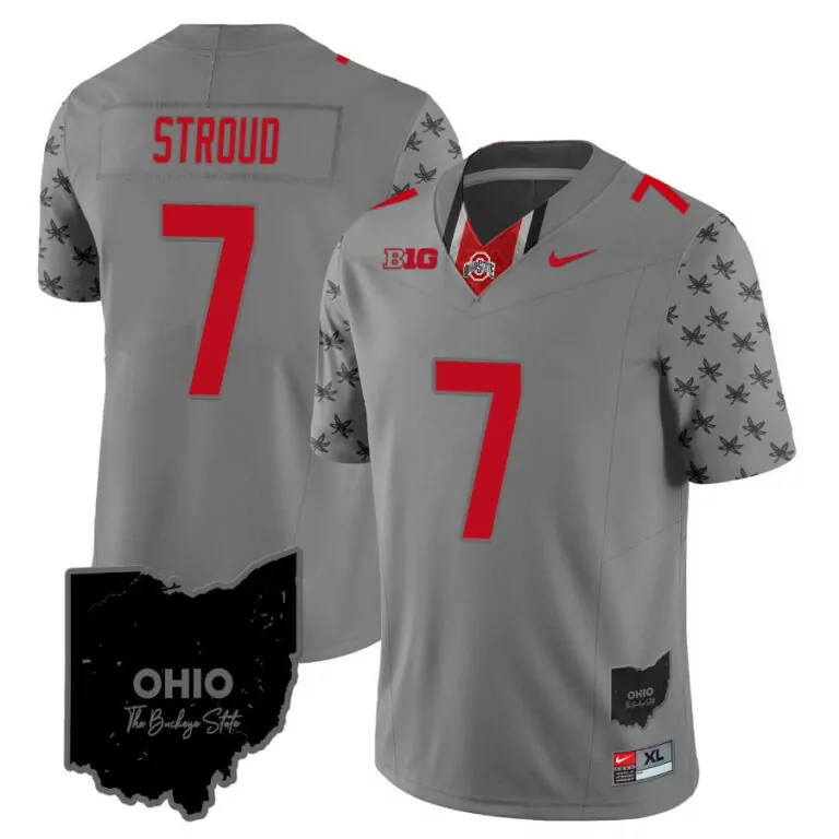 Personalized Gray c j stroud ohio state buckeyes 2023 gray alternate jersey stitched 6665