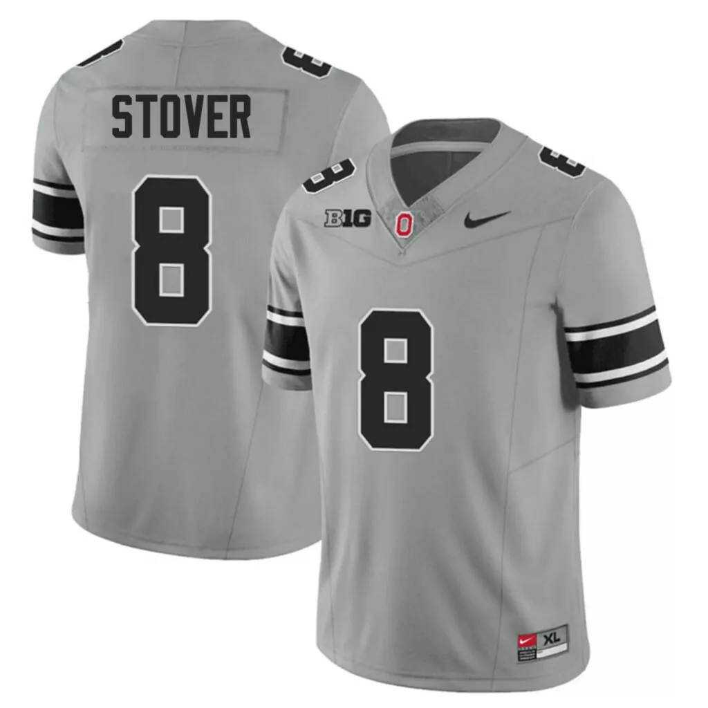 Personalized Gray cade stover ohio state buckeyes gray black jersey all stitched 1696