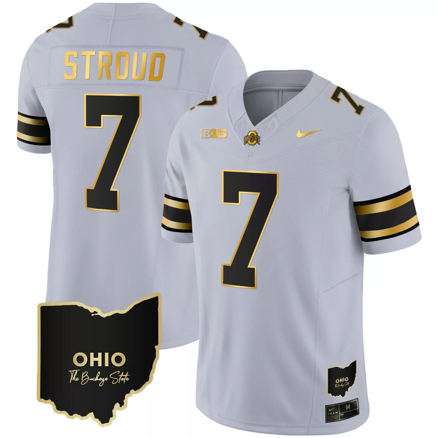 Custom Gray gold cjstroud ohio state buckeyes 2023 vapor gold jersey ohio patch all stitched 6398