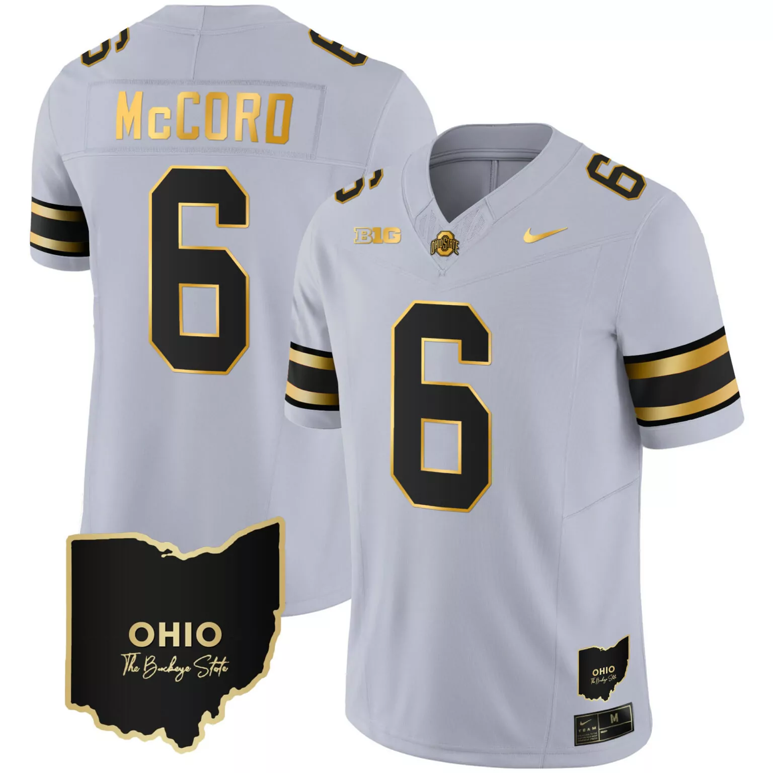 Personalized Gray gold kyle mccord ohio state buckeyes 2023 vapor gold jersey ohio patch all stitched 4479