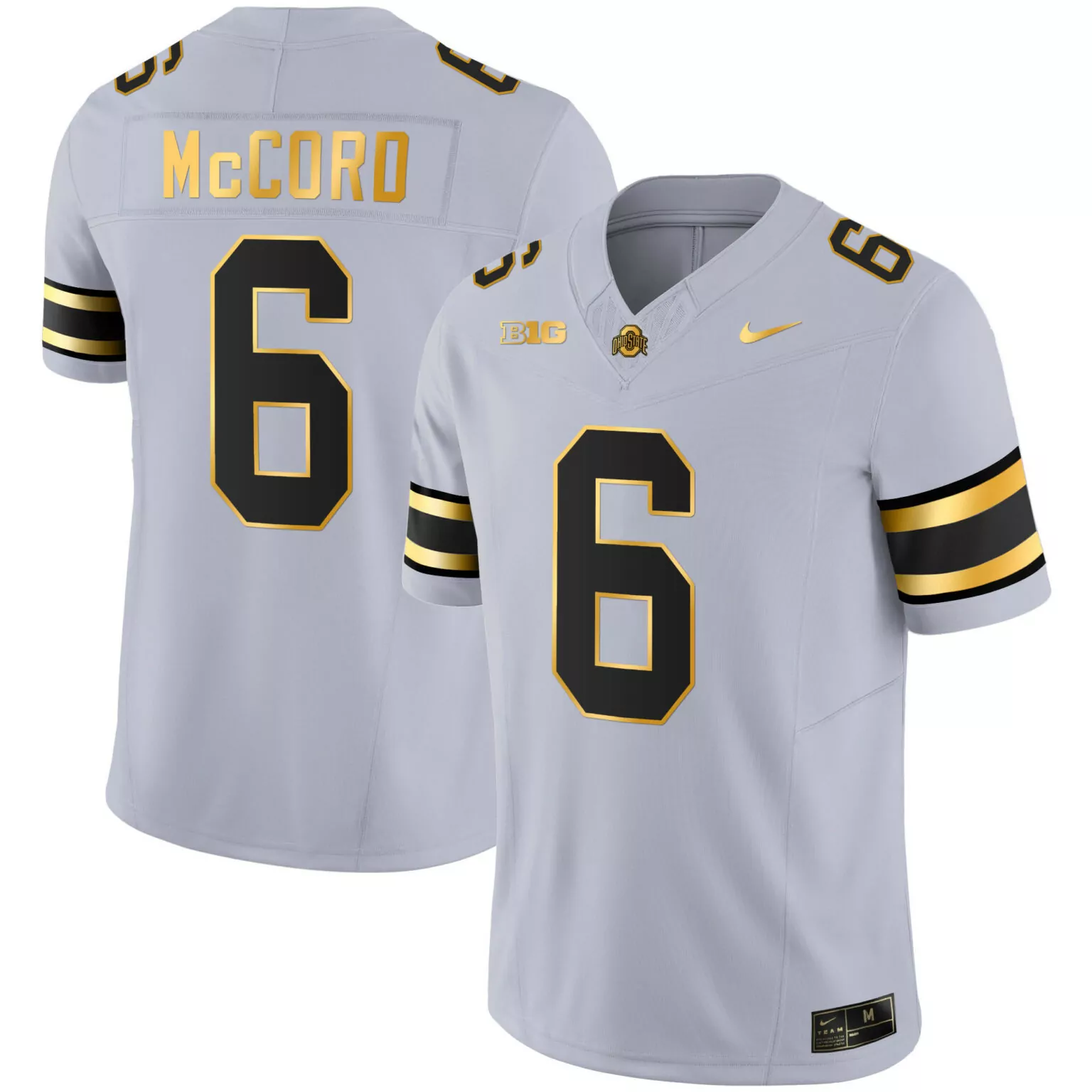Custom Gray gold kyle mccord ohio state buckeyes gold jersey all stitched 7497