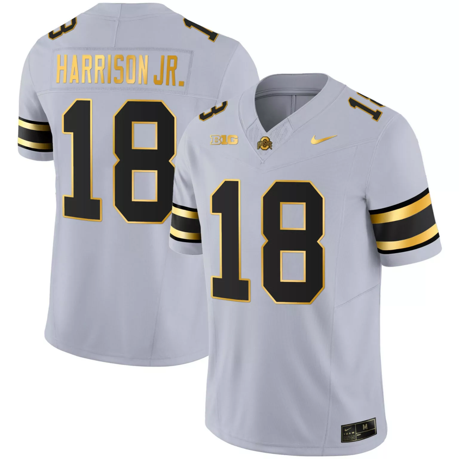 Customizable Gray gold marvin harrison jr ohio state buckeyes gold jersey all stitched 1060