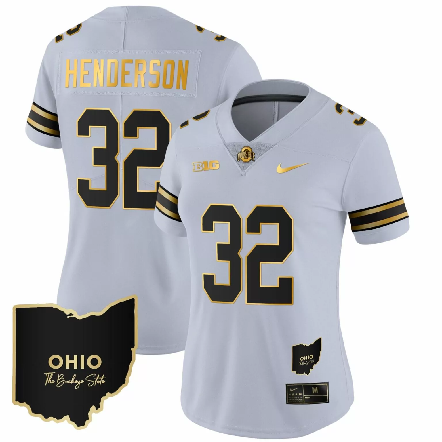 Customizable Gray gold treveyon henderson ohio state buckeyes 2023 vapor gold jersey ohio patch all stitched 4886
