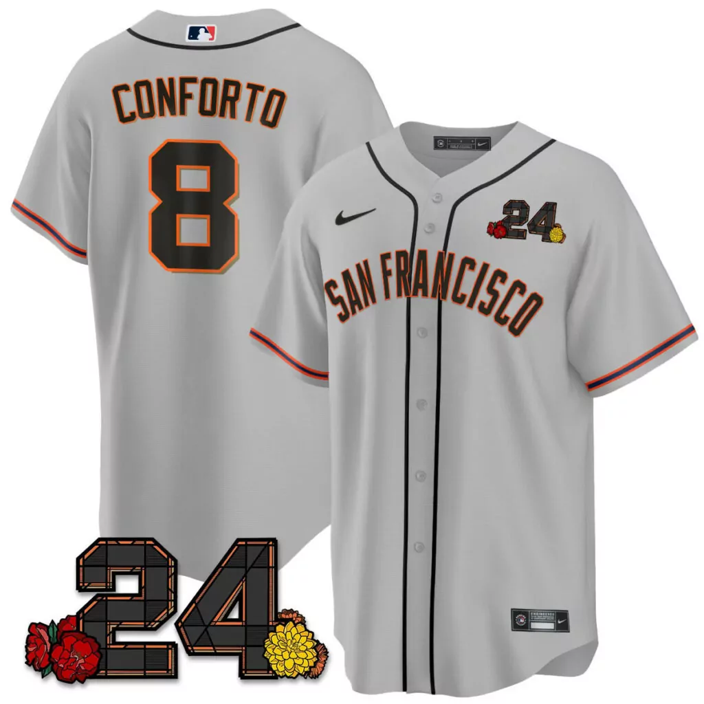 Personalized Gray michael conforto san francisco giants 2024 willie mays patch jersey v2 all stitched 8485