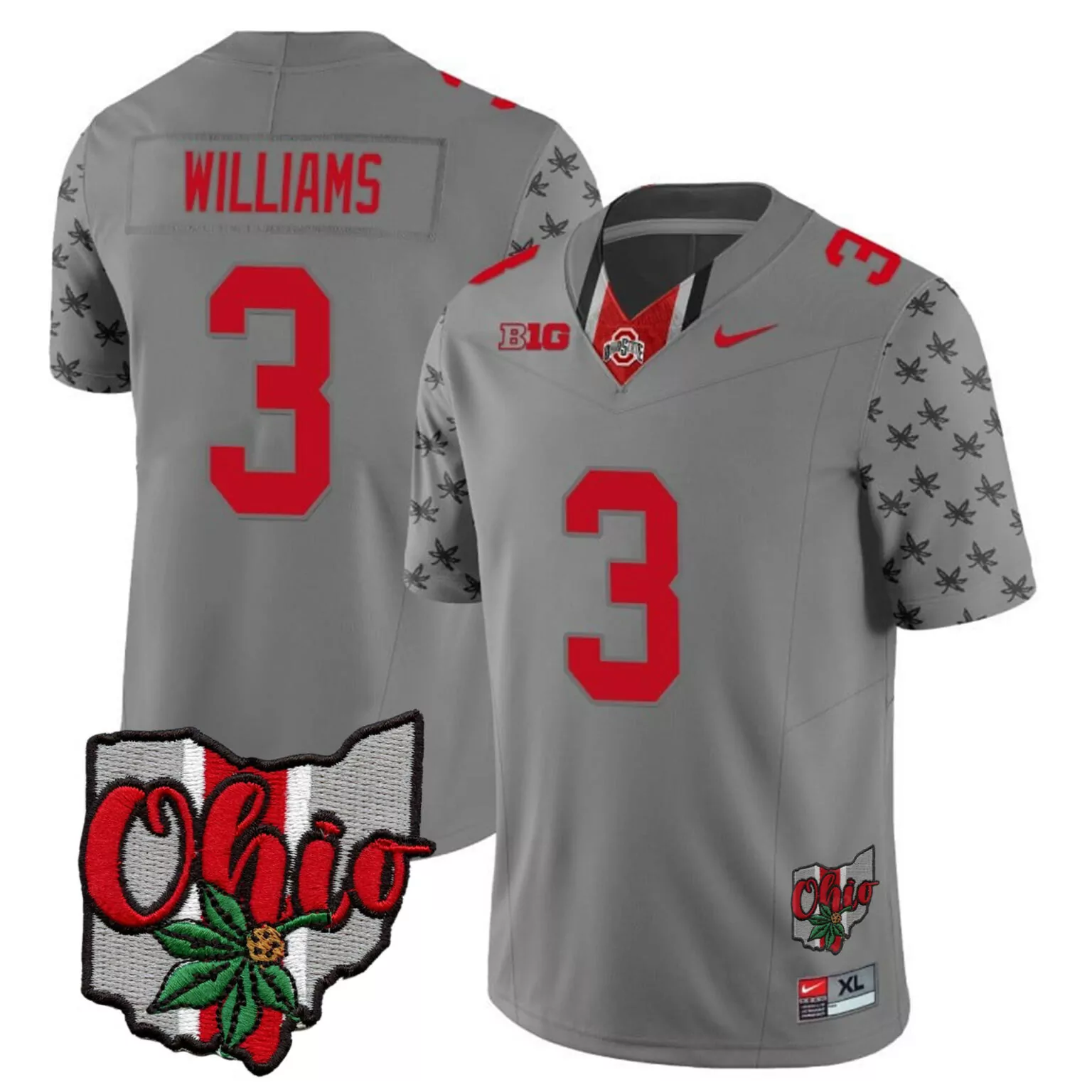 Personalized Gray miyan williams ohio state buckeyes 2023 gray alternate jersey v2 stitched 6089