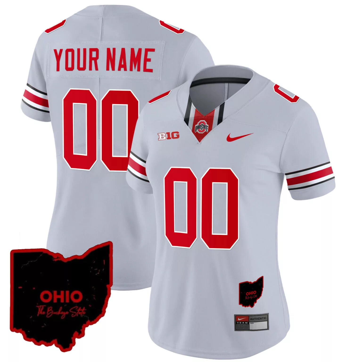 Custom Gray ohio state buckeyes 2023 vapor custom jersey ohio patch all stitched 1789