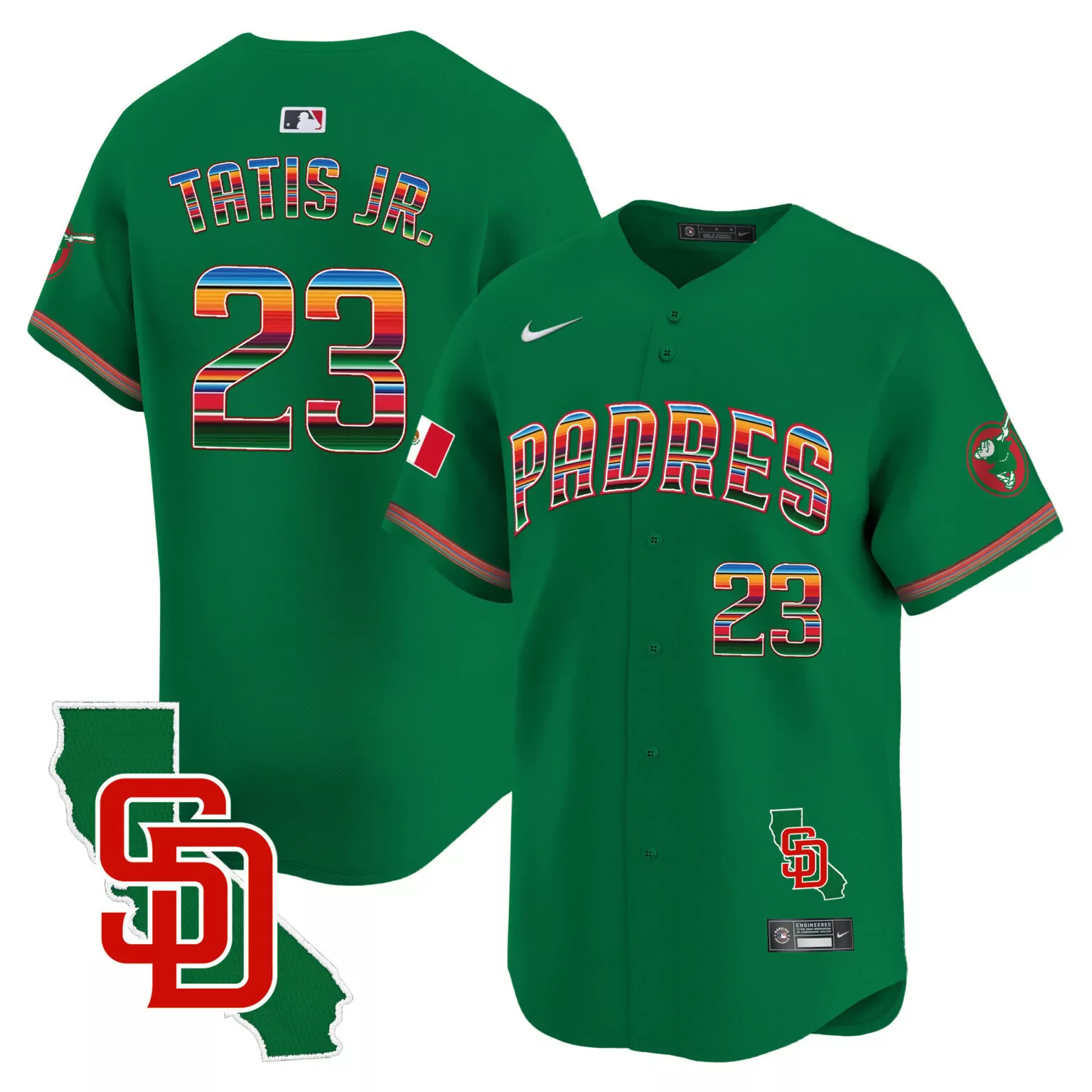 Customizable Green fernando tatis jr san diego padres mexico california patch jersey all stitched 6513