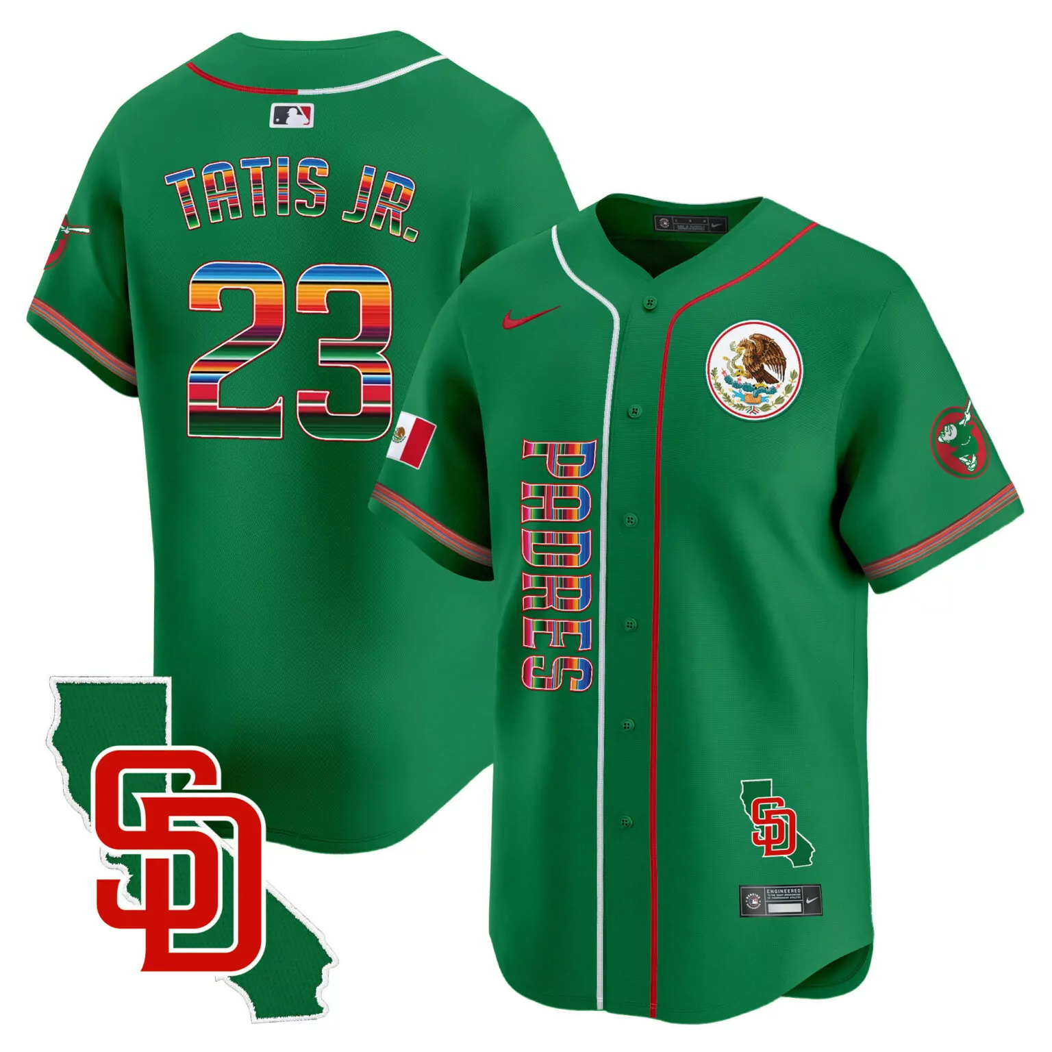Customizable Green fernando tatis jr san diego padres mexico california patch jersey all stitched 6513