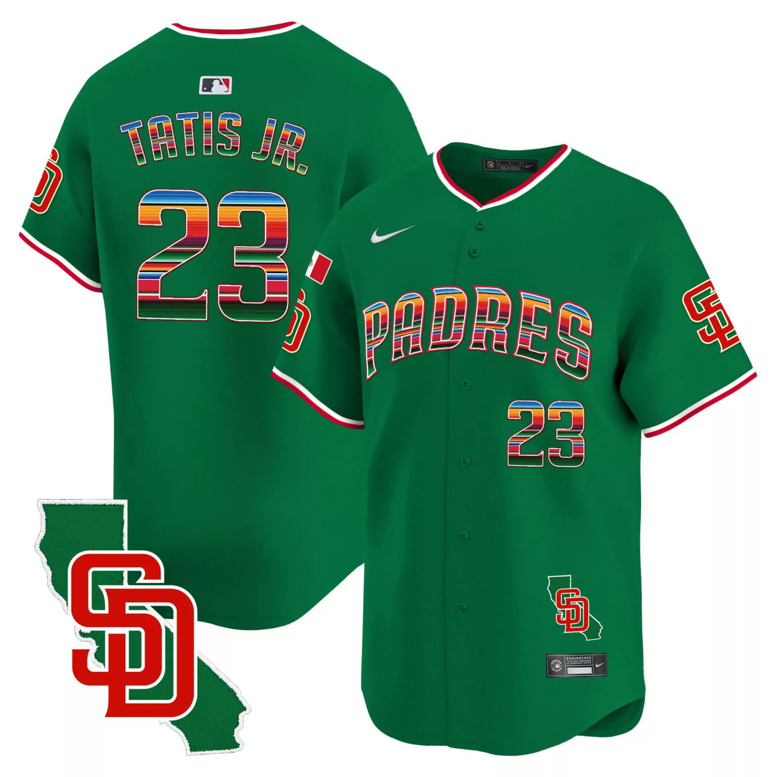 Customizable Green fernando tatis jr san diego padres mexico california patch jersey all stitched 6513